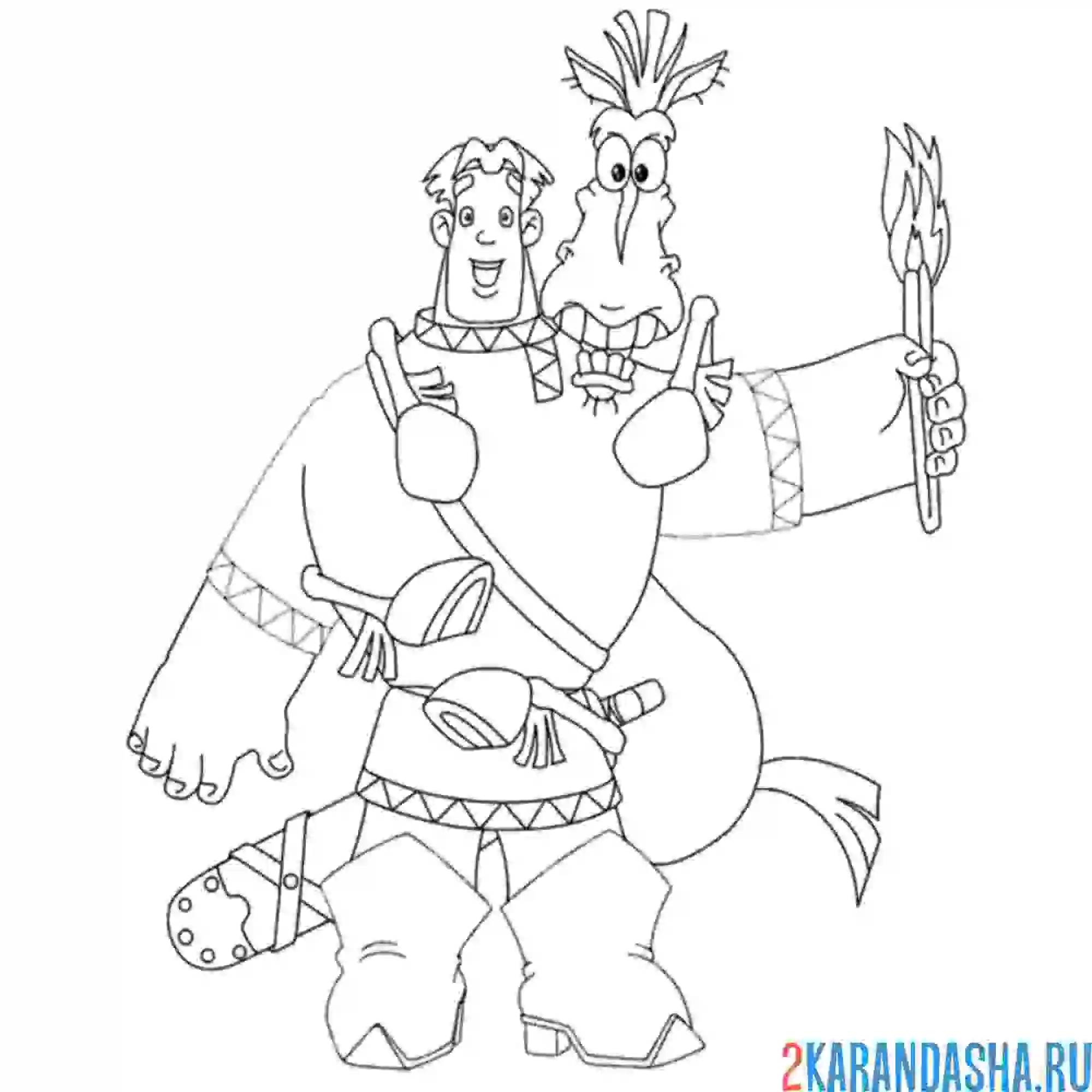 Раскраска алеша попович богатырь