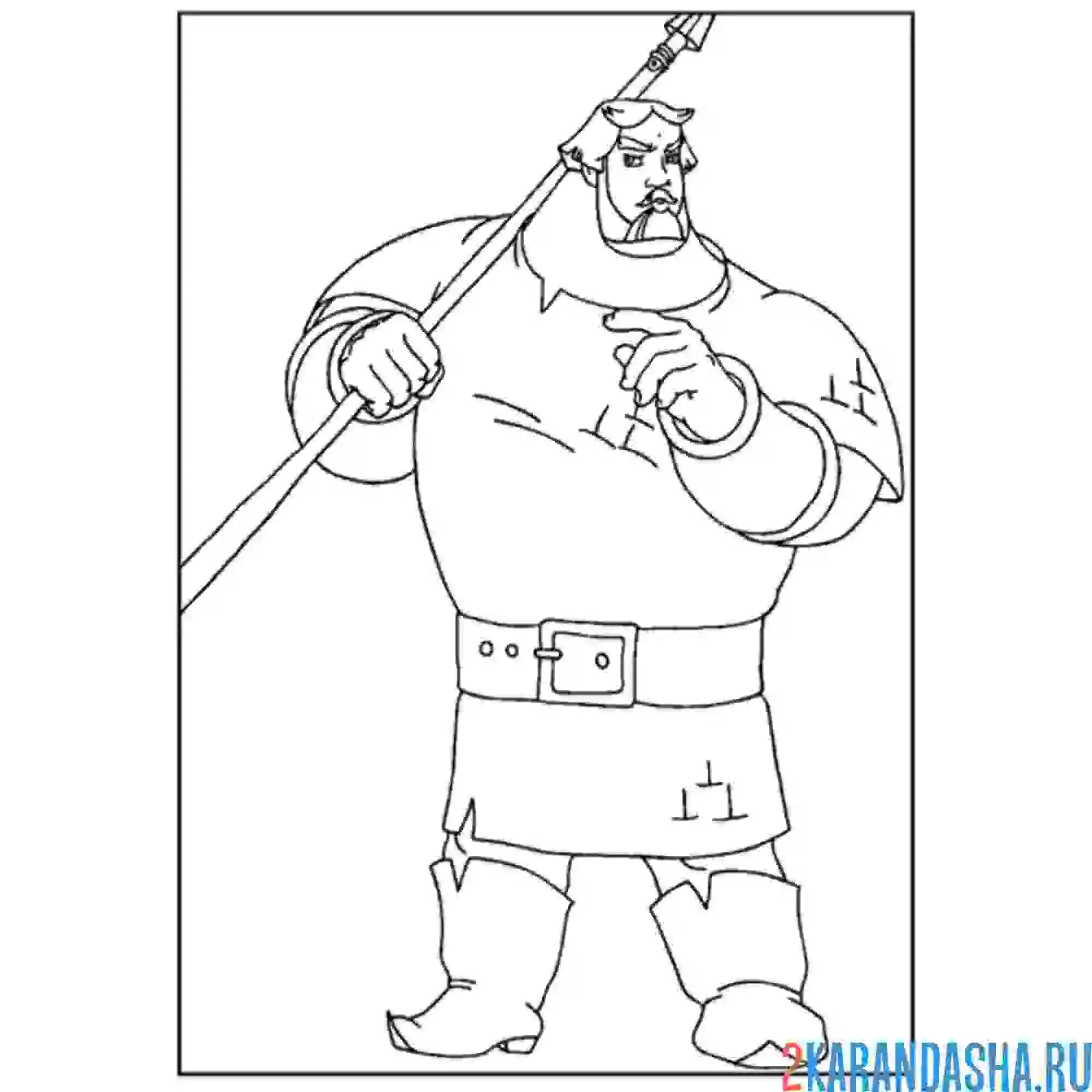 Раскраска илья муромец с копьем