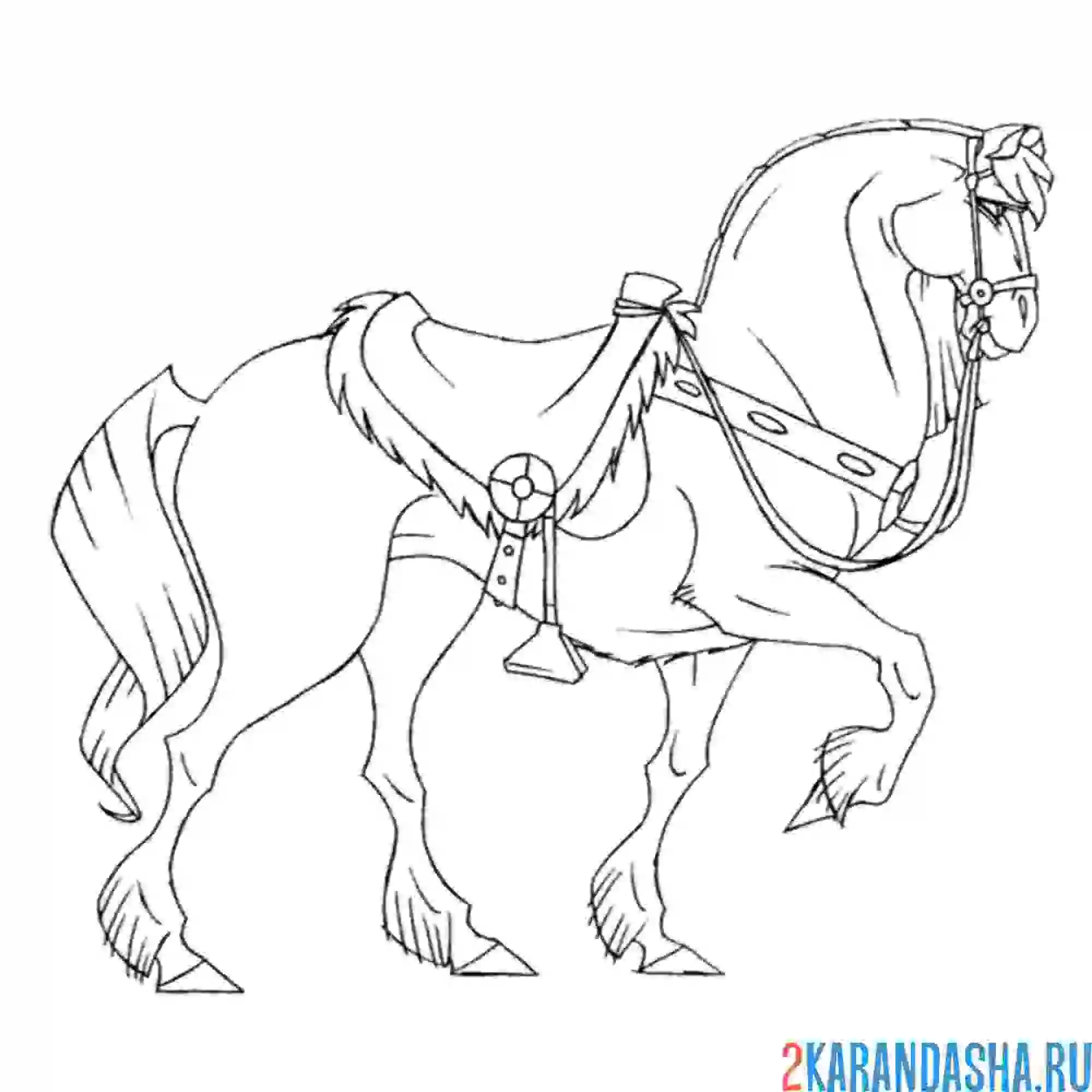 Раскраска богатырский конь