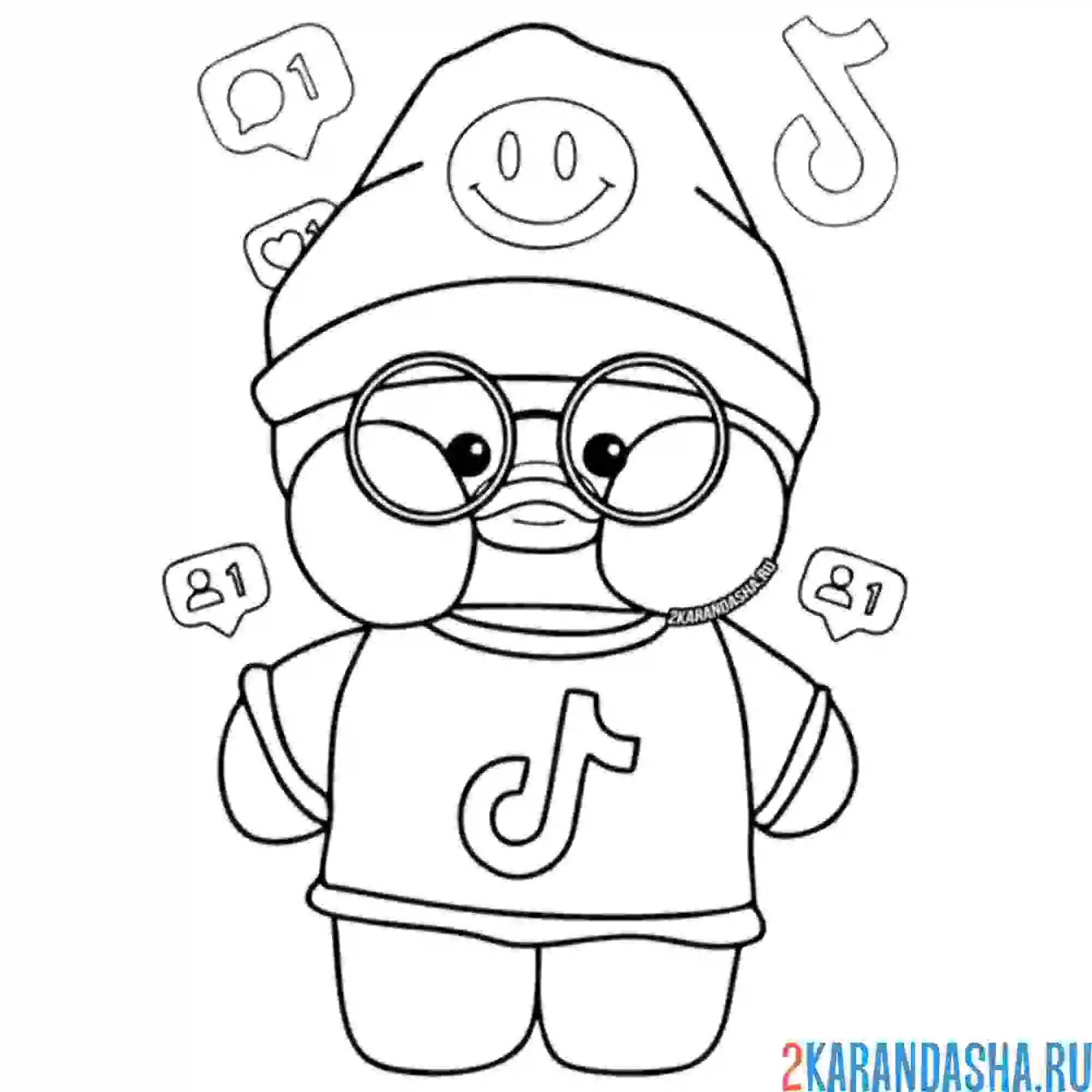 Раскраска уточка лалафанфан тиктокер