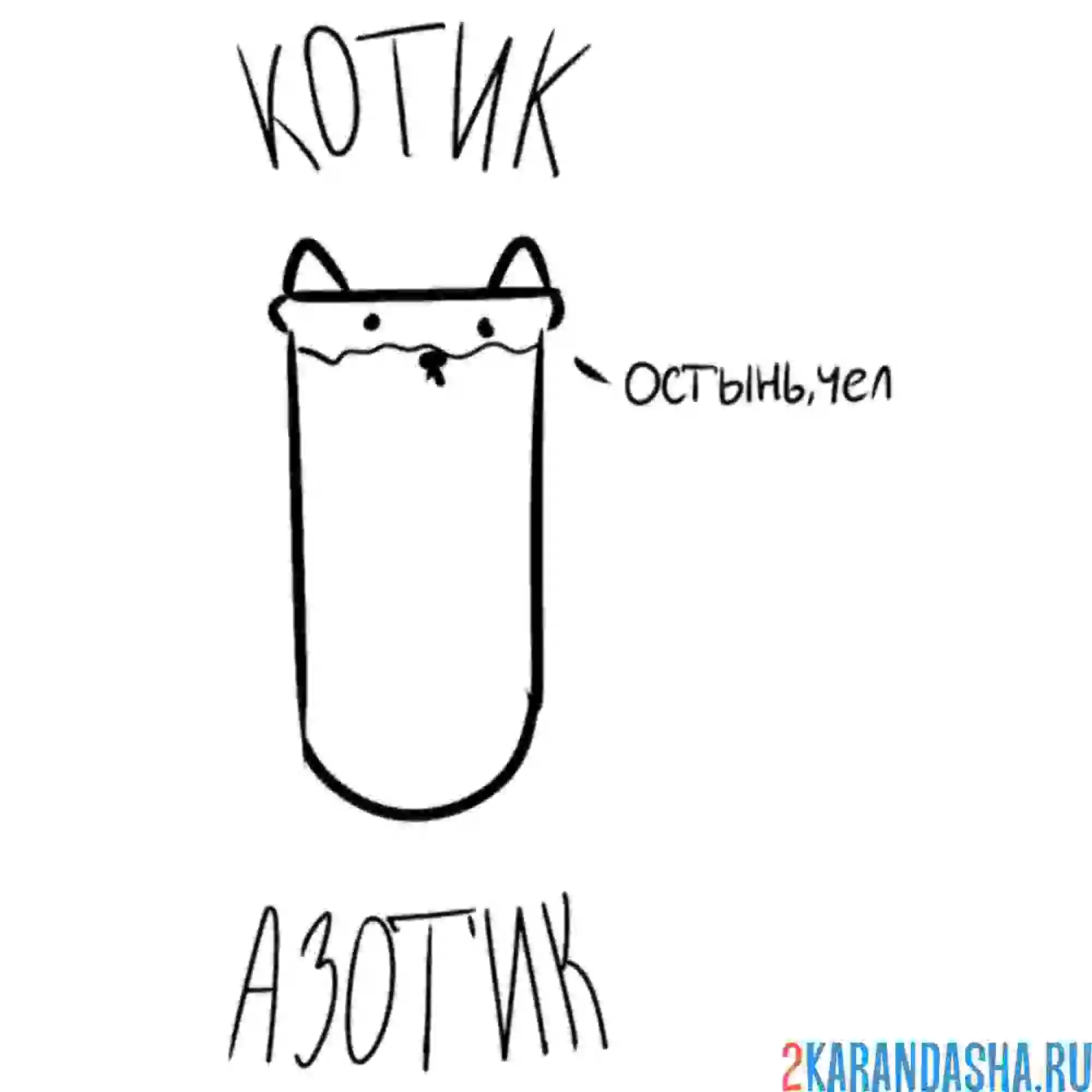 Раскраска мем котик азотик