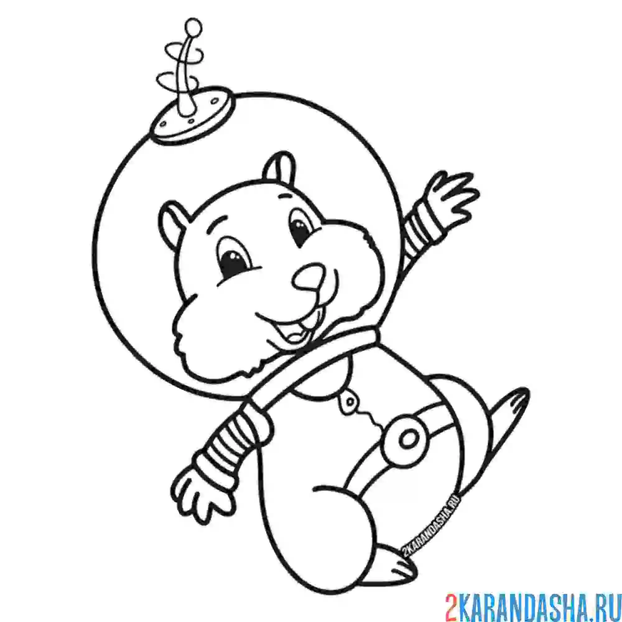 Раскраска космонавт хомяк
