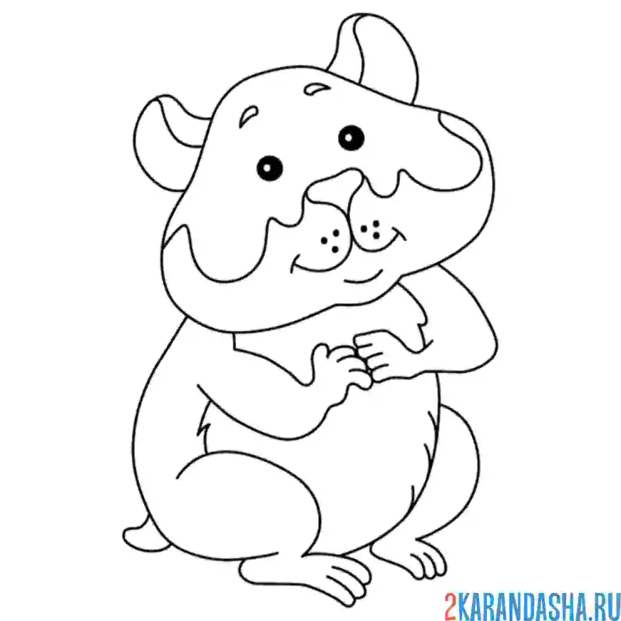 Раскраска хомяк добрый