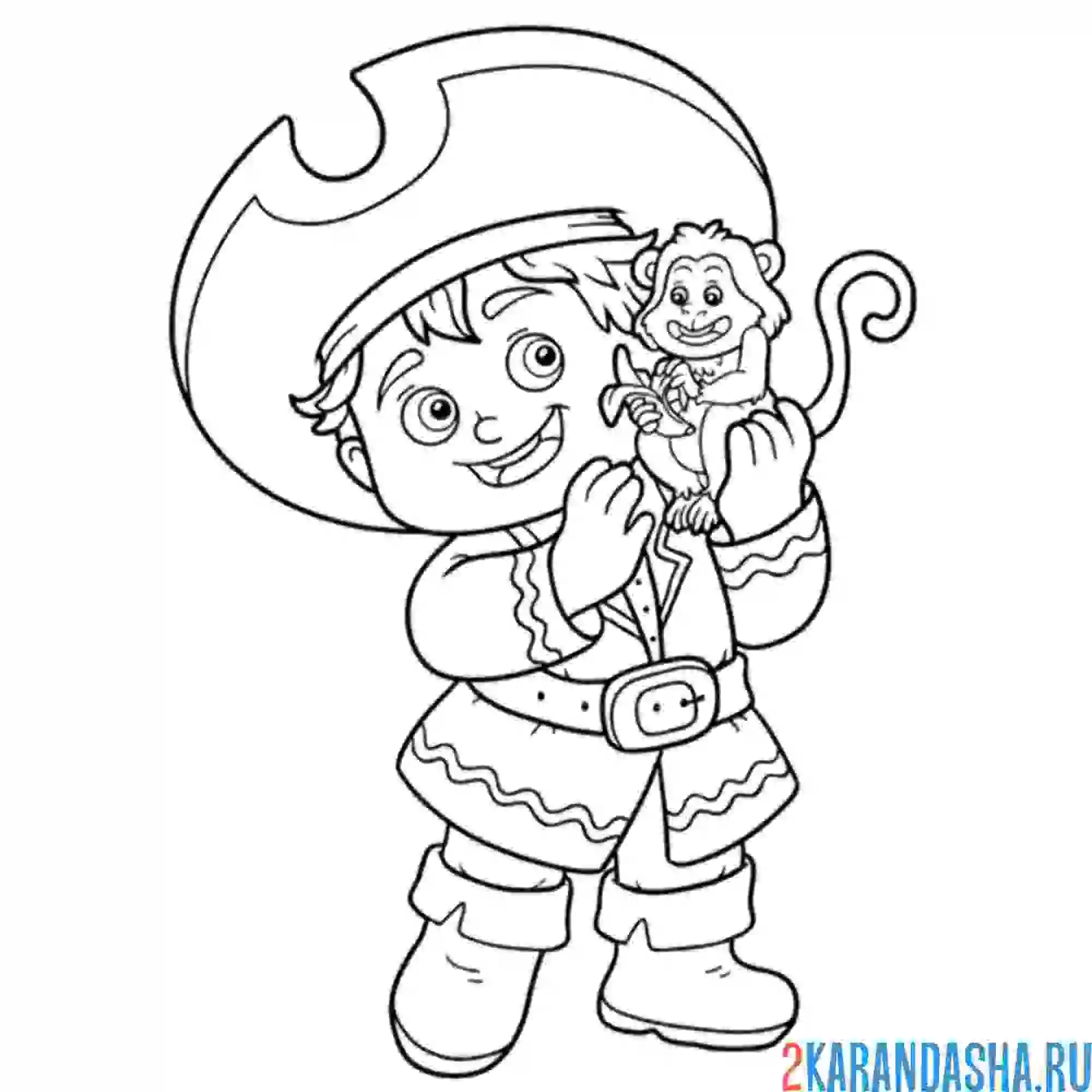 Раскраска пират и обезьянка