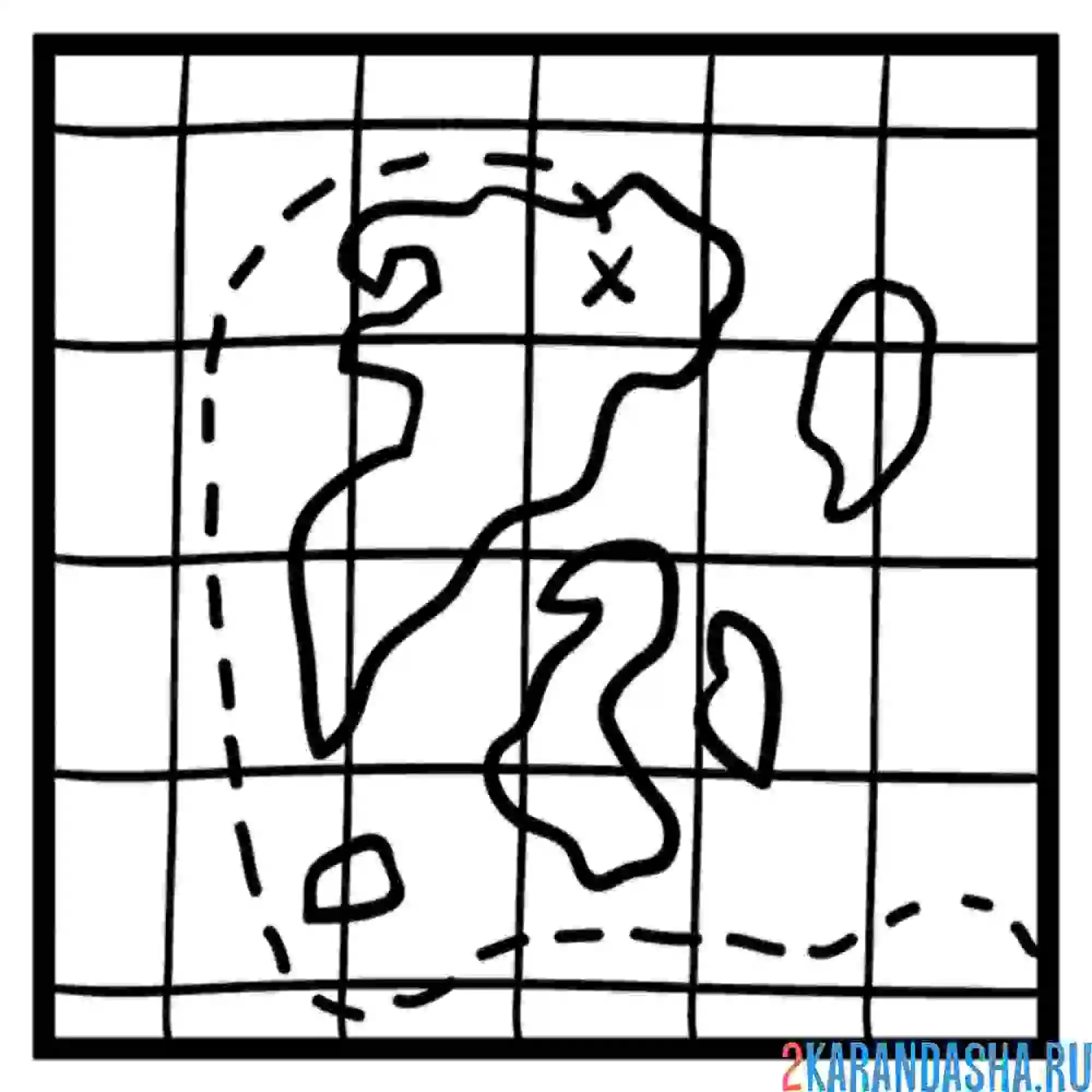 Раскраска карта пирата