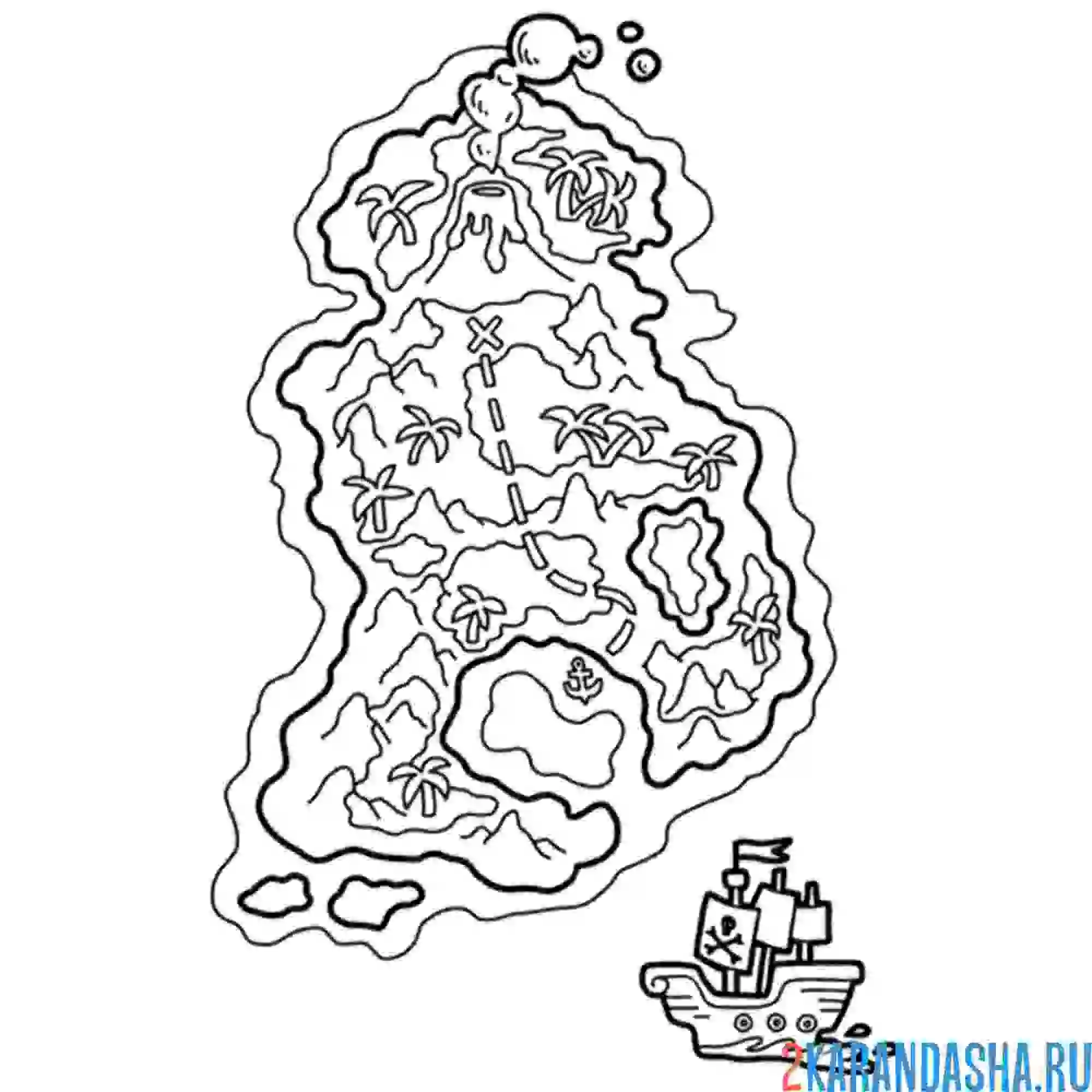 Раскраска карта с золотом