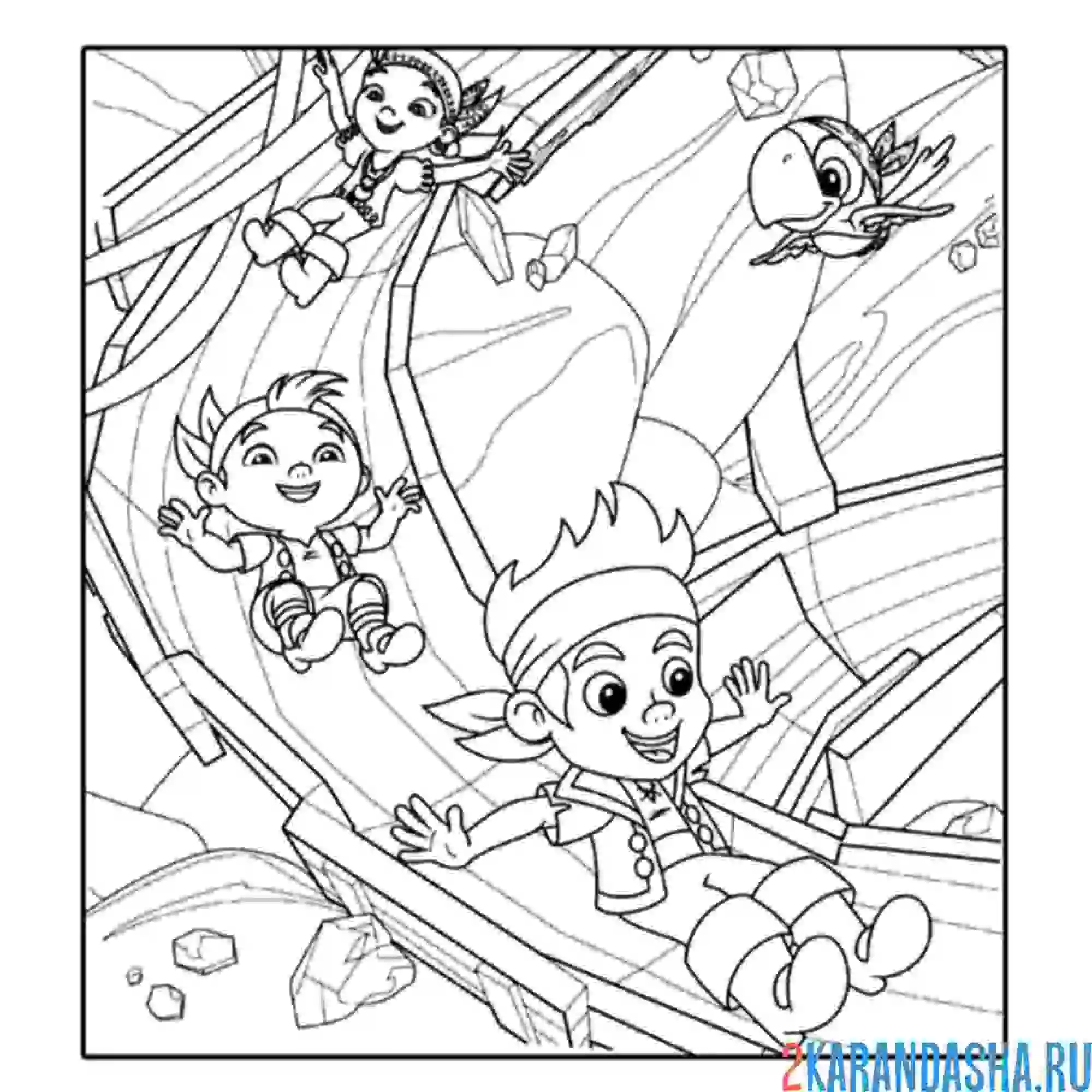 Раскраска пират джейк и пираты нетландии