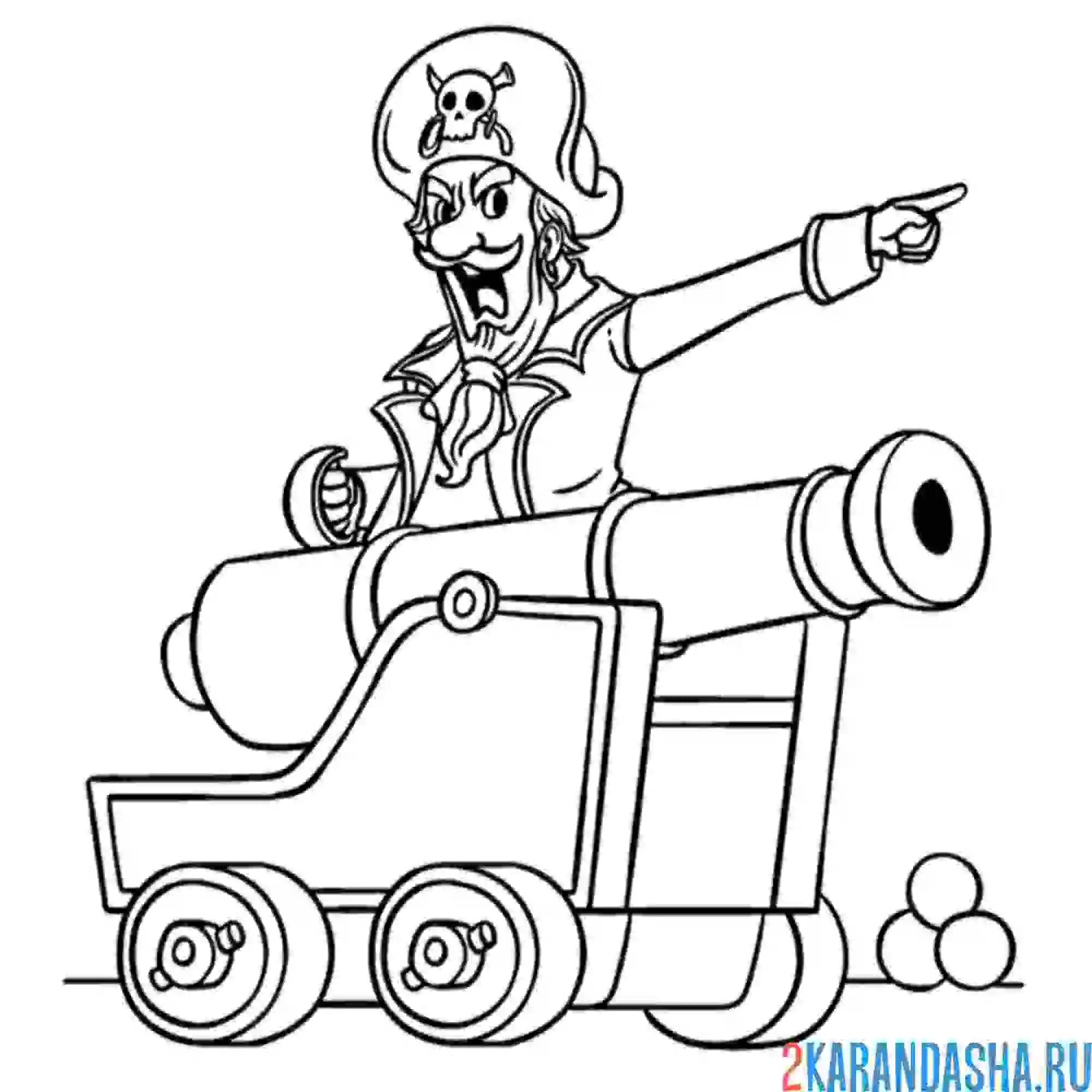 Раскраска пират с пушкой