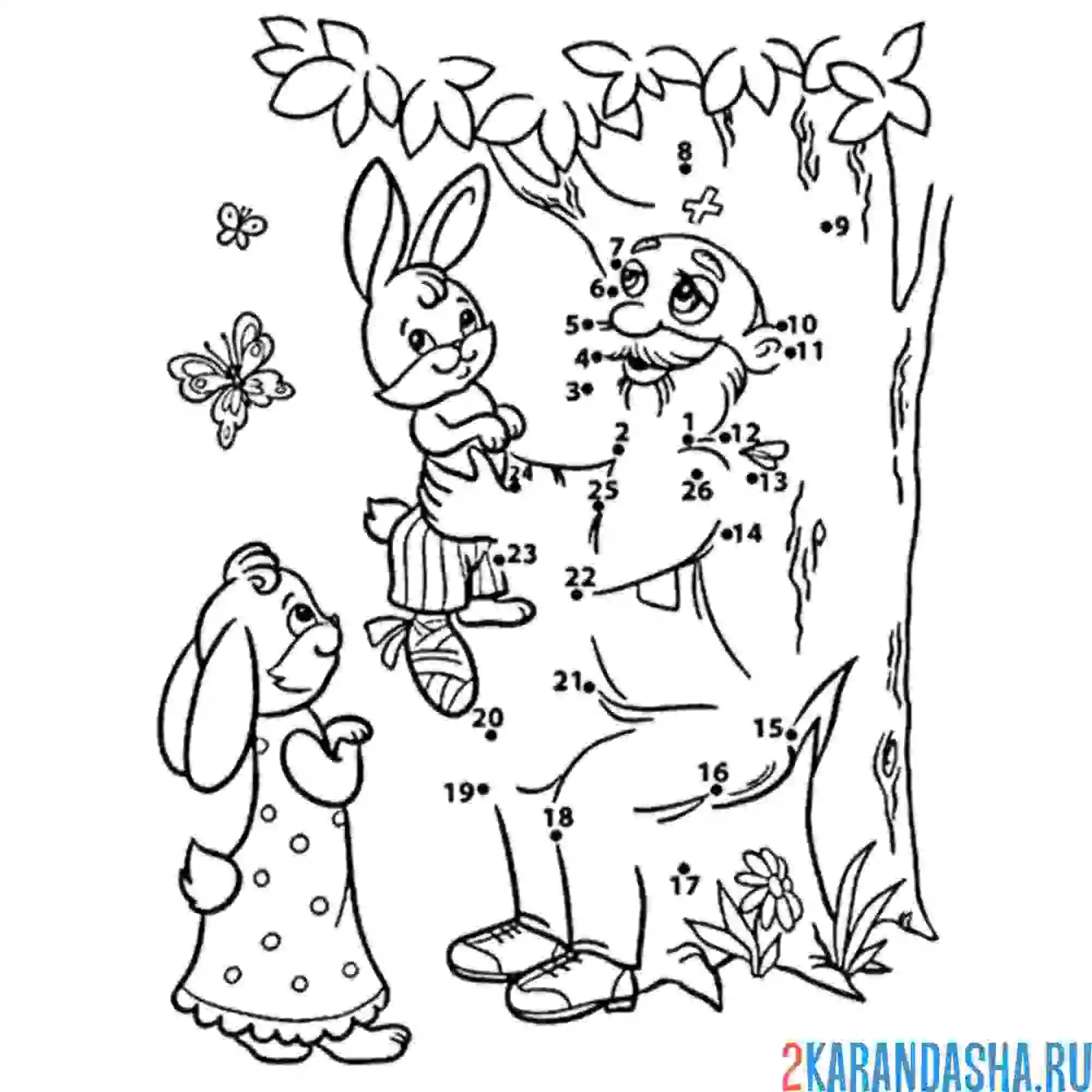 Раскраска айболит под деревом