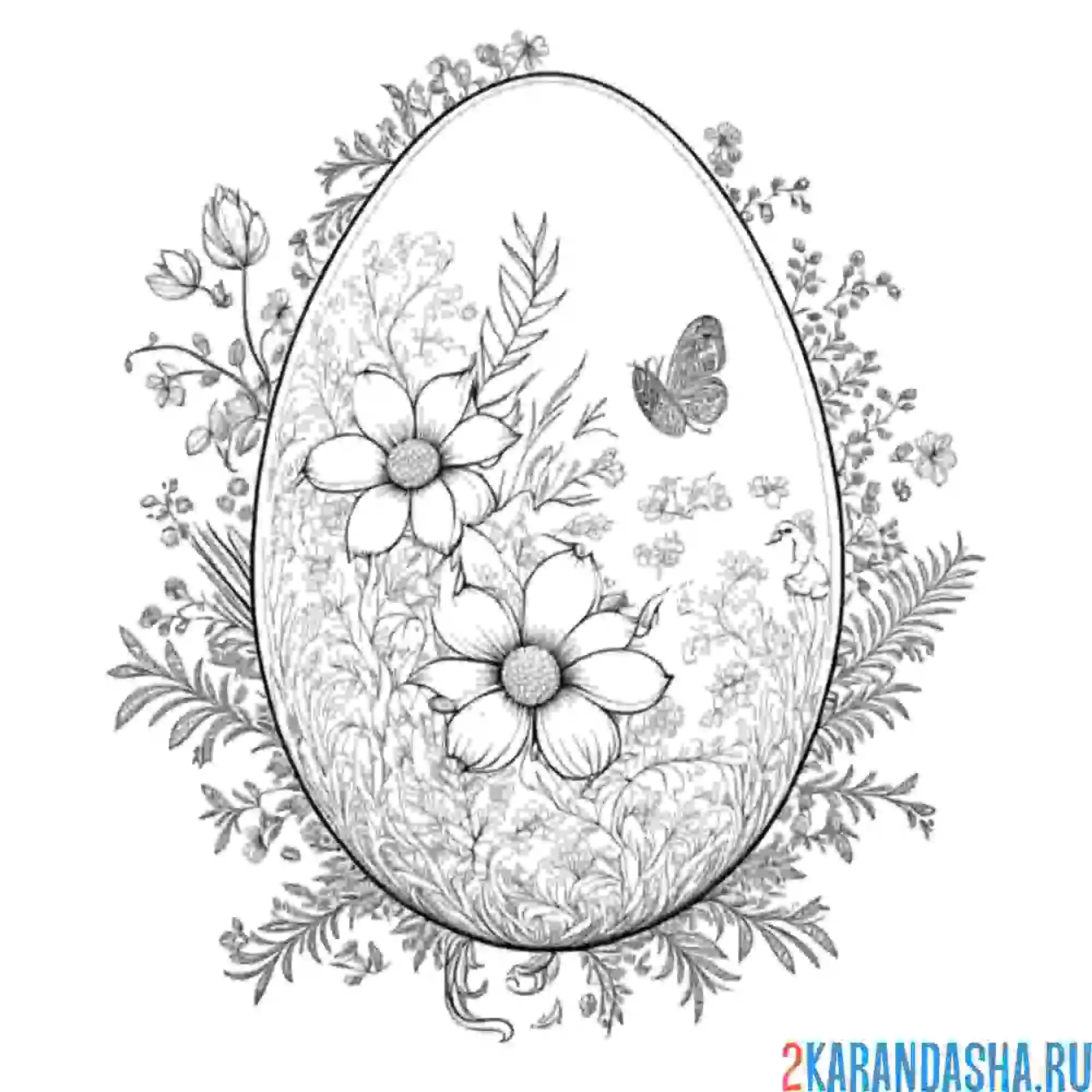 Раскраска природа на пасхальном яйце
