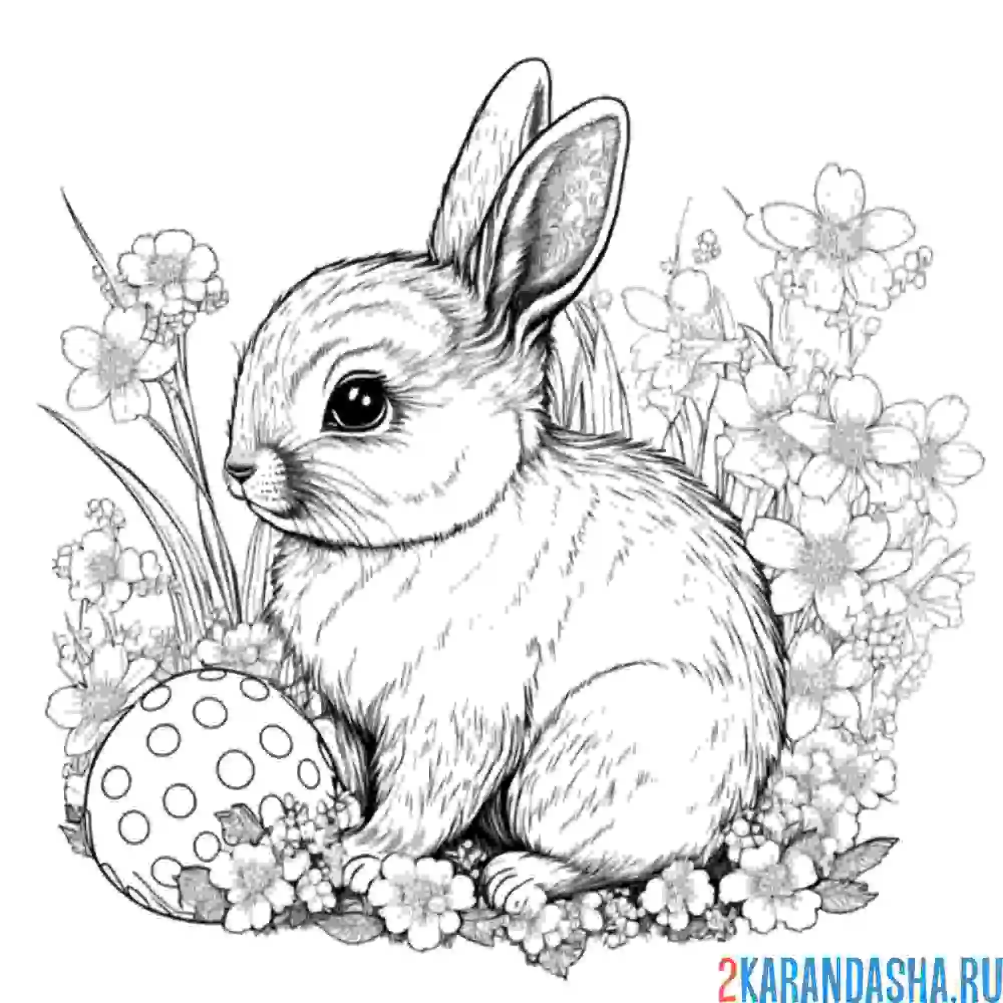 Раскраска кролик с яйцом