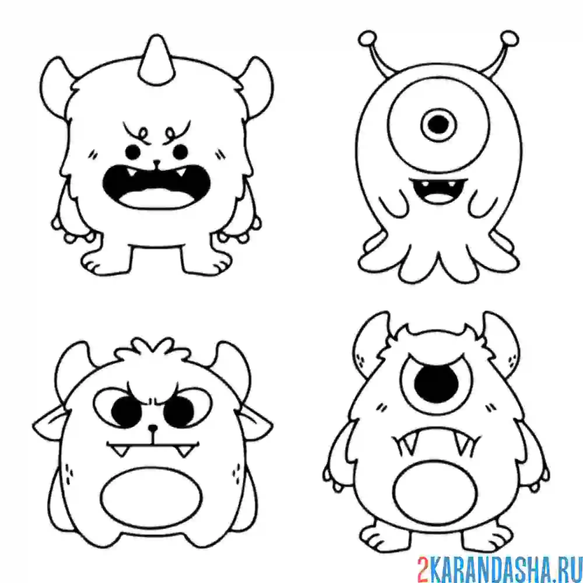 Раскраска чудики-монстры