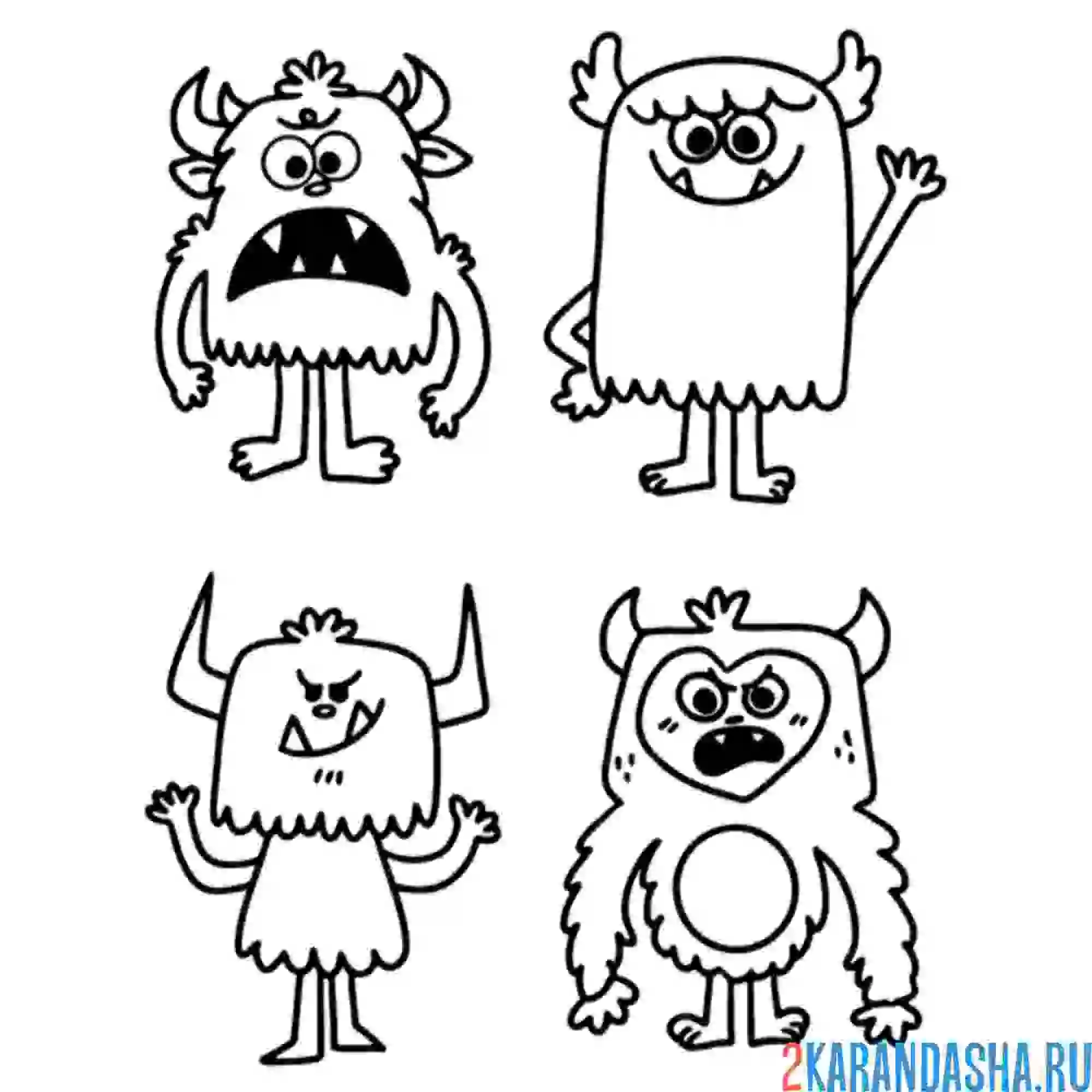 Раскраска монстры передают привет