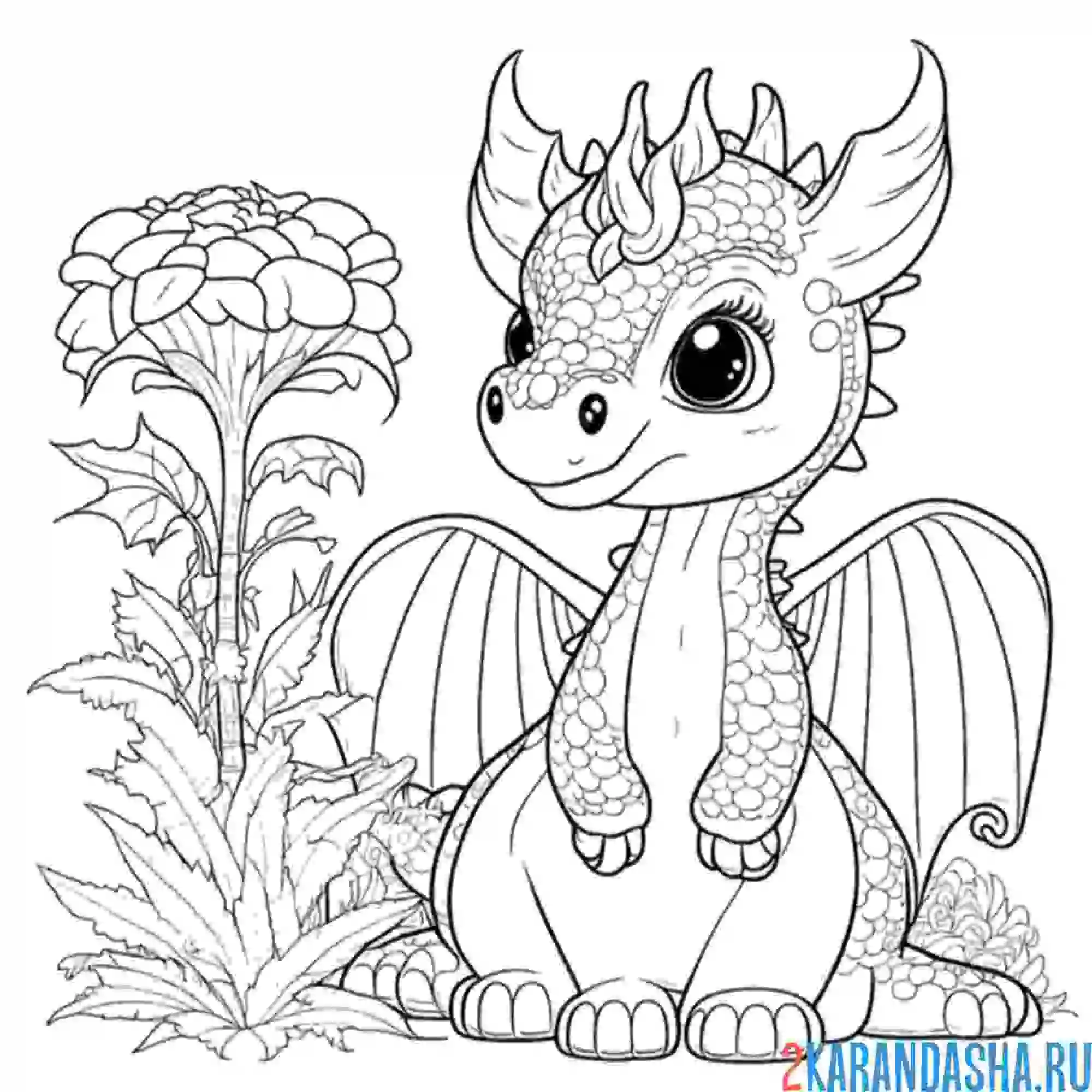 Раскраска дракон супер-милашка