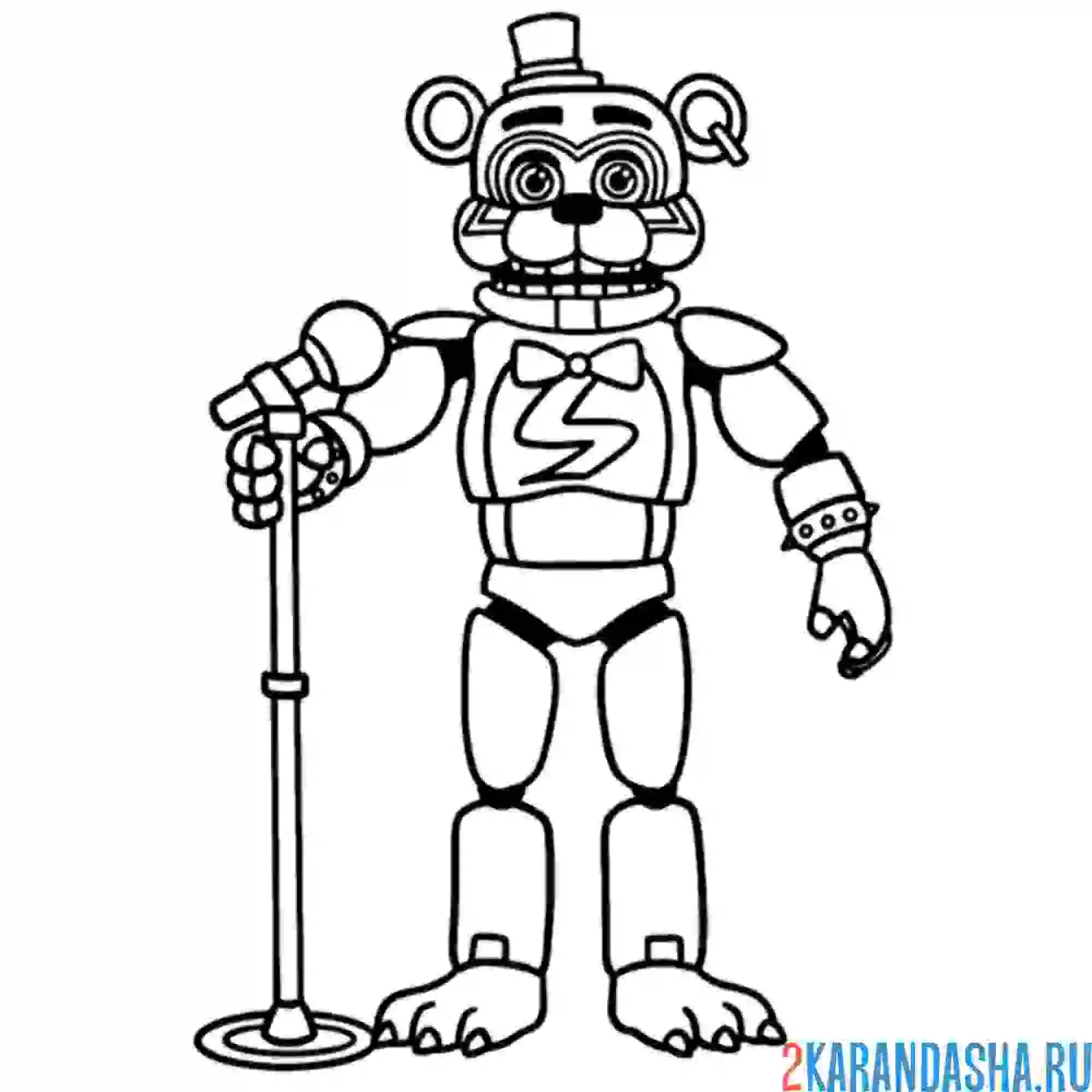 Раскраска фредди гламрок с микрофоном