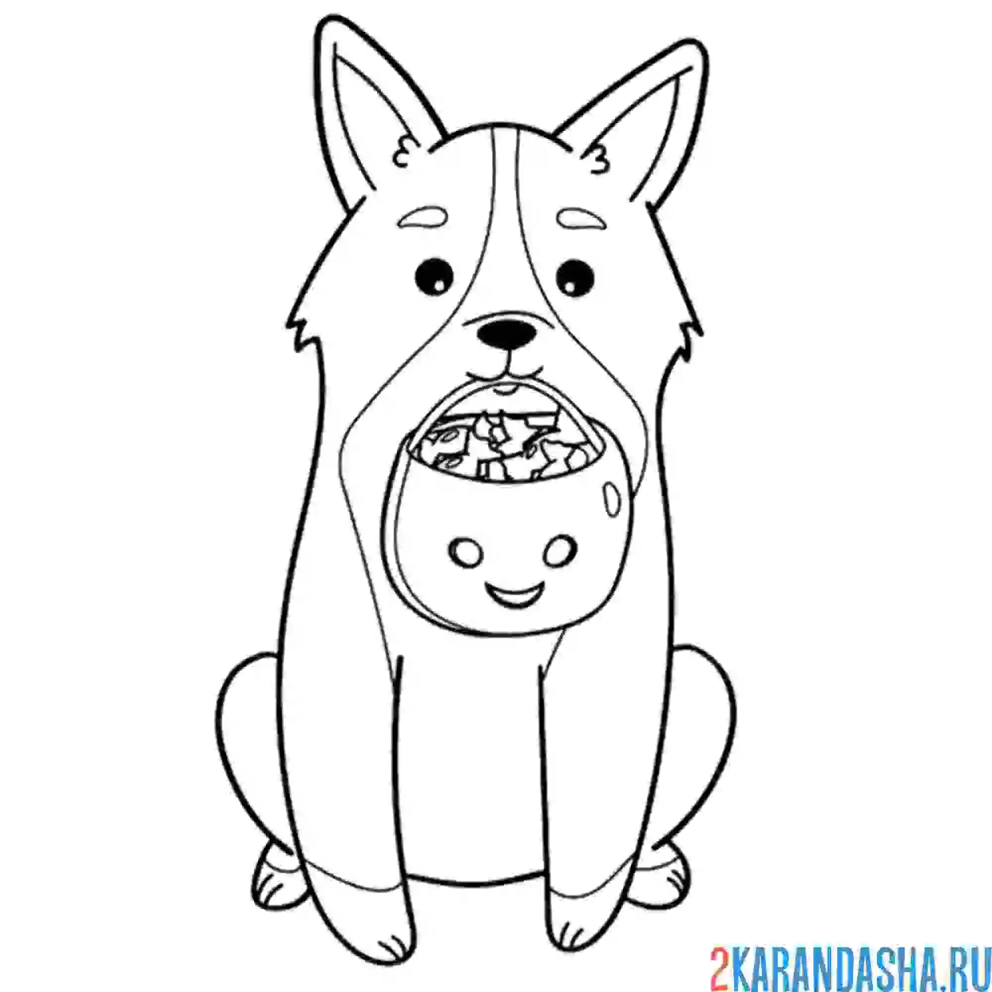 Раскраска корги хэллоуин