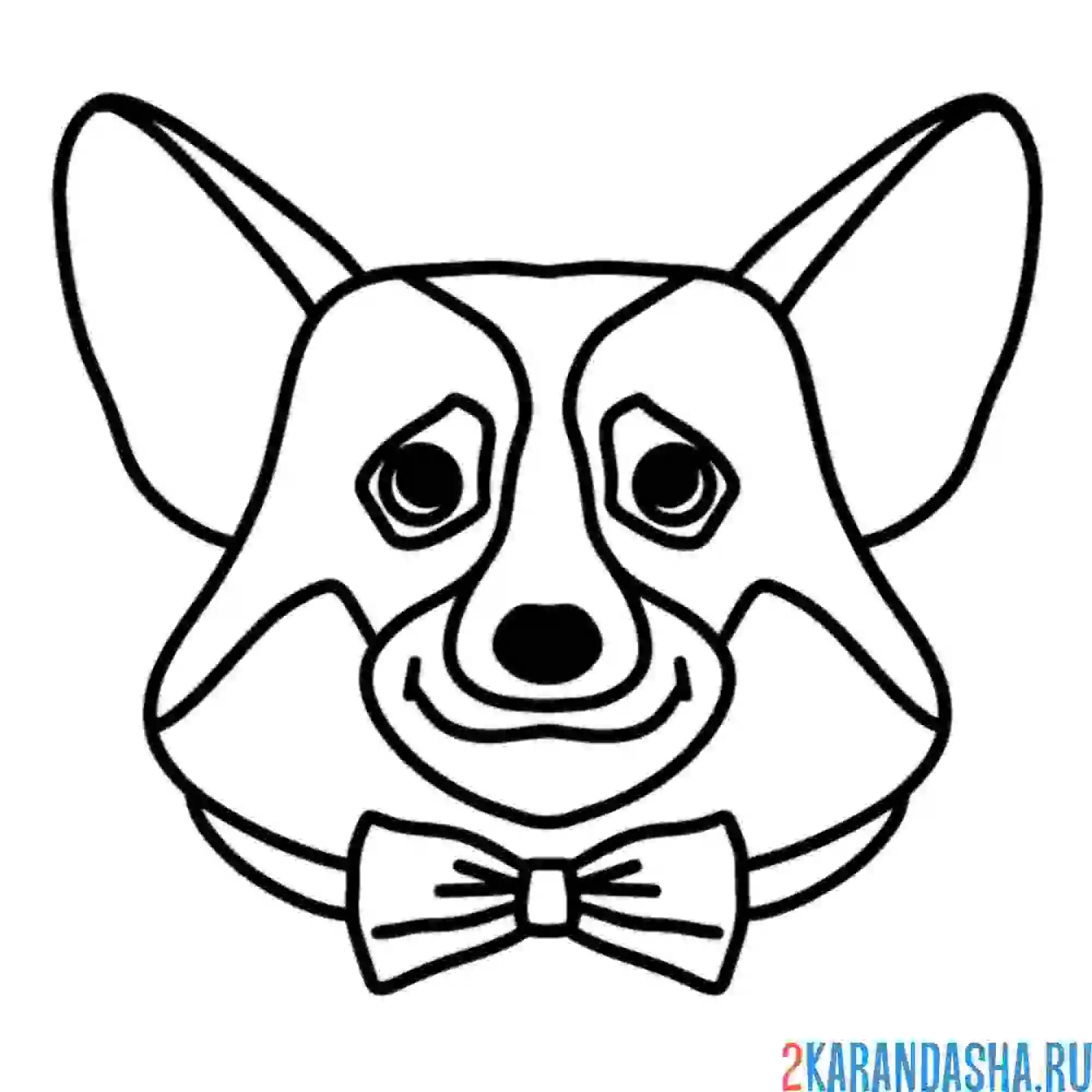 Раскраска смешной портрет корги