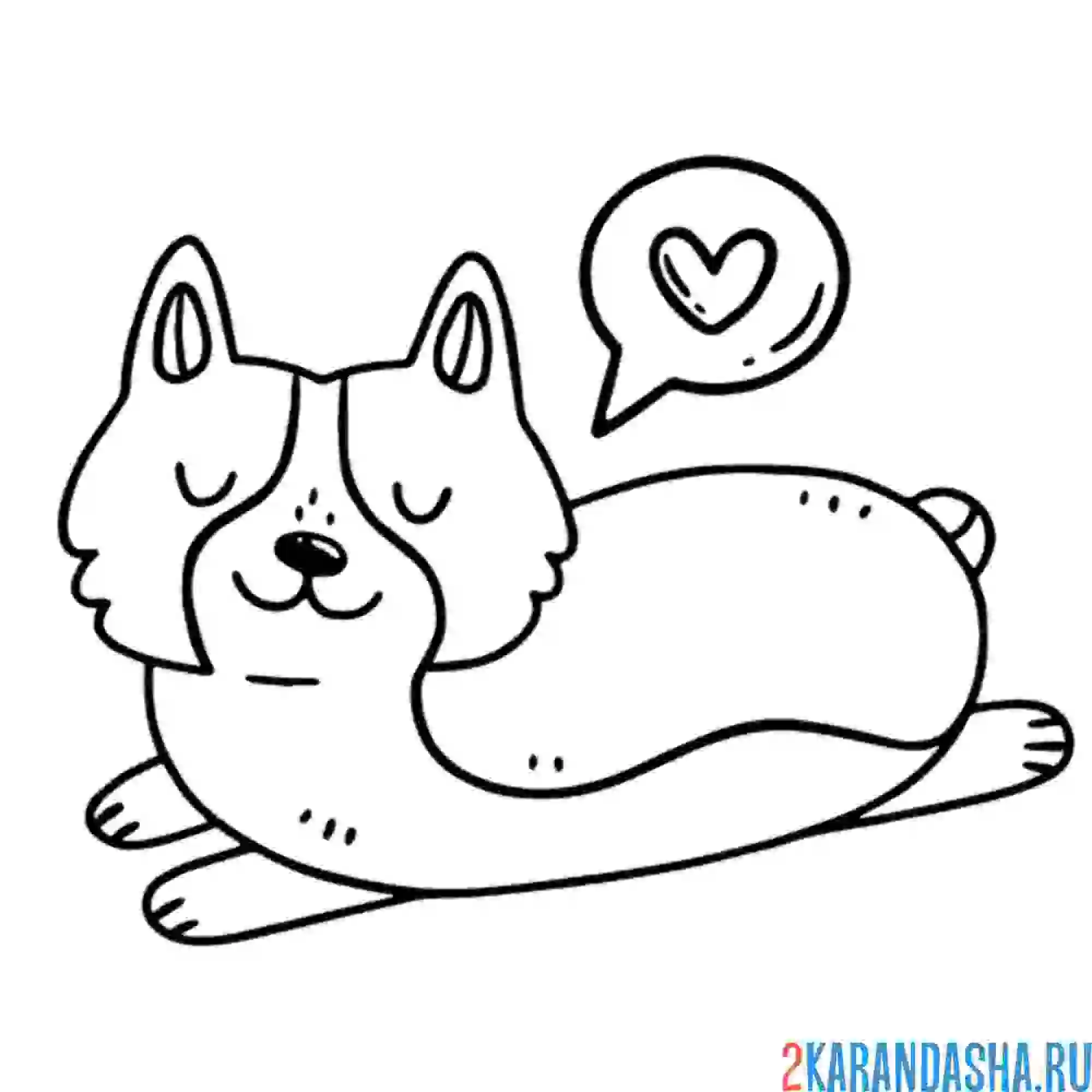 Раскраска корги лежит