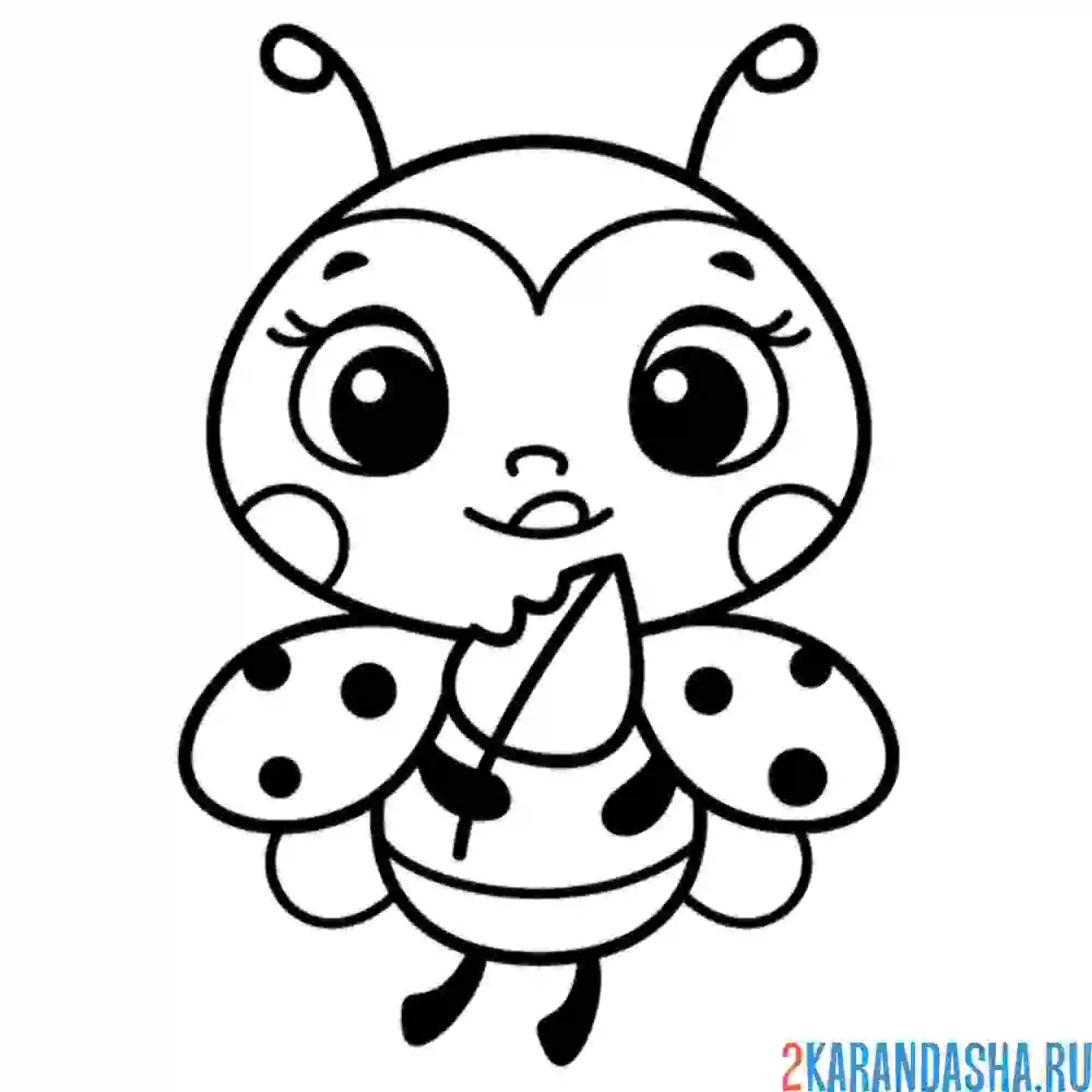 Раскраска божья коровка каваи