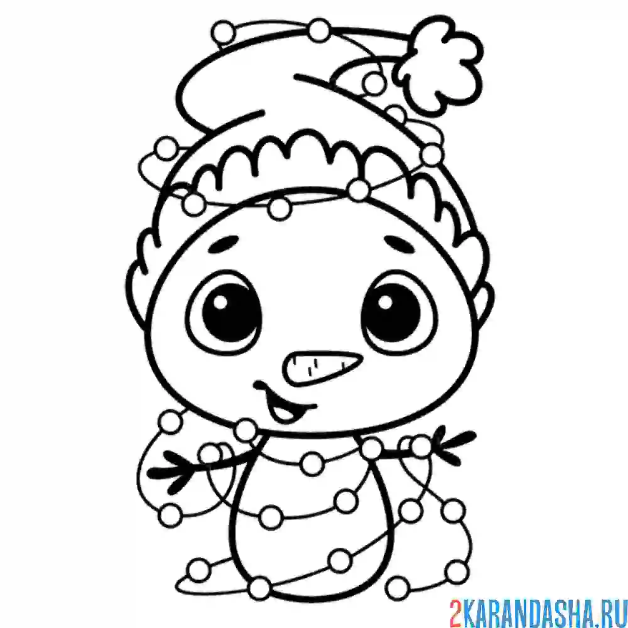 Раскраска снеговик каваи