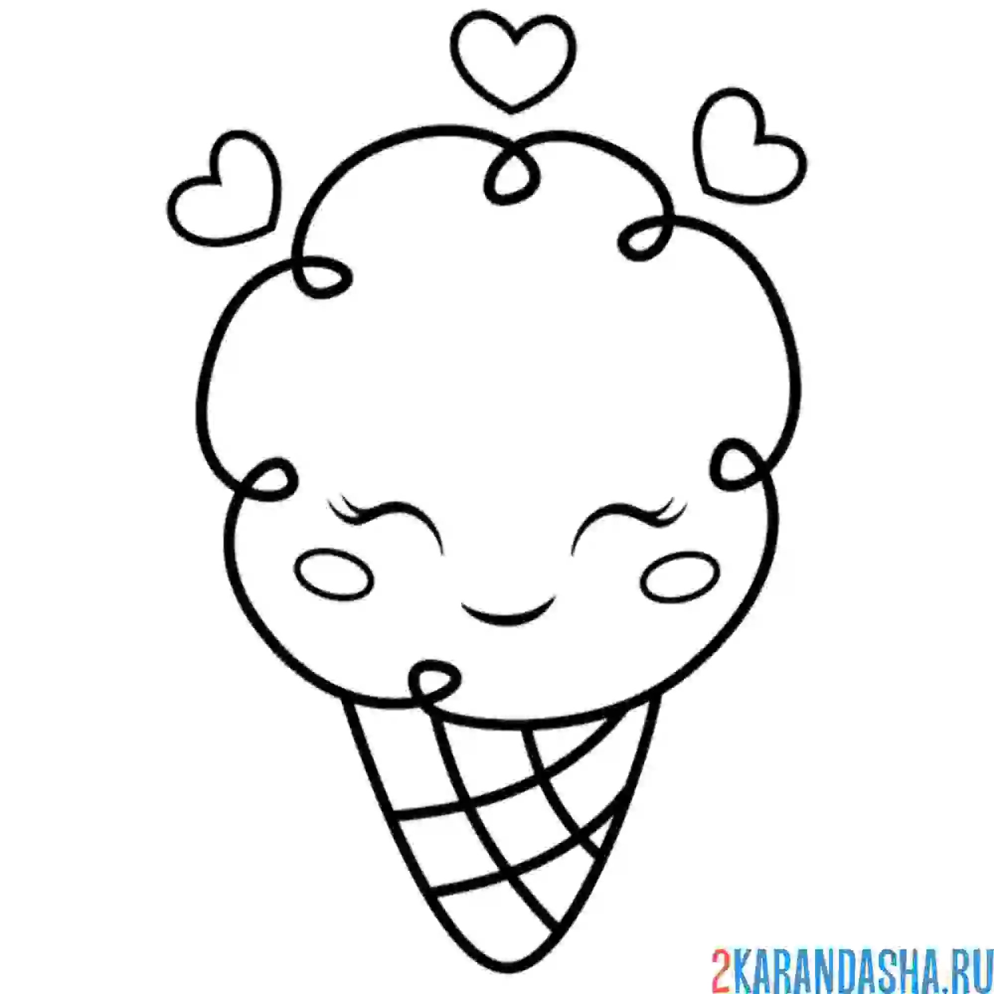 Раскраска мороженое рожок каваи