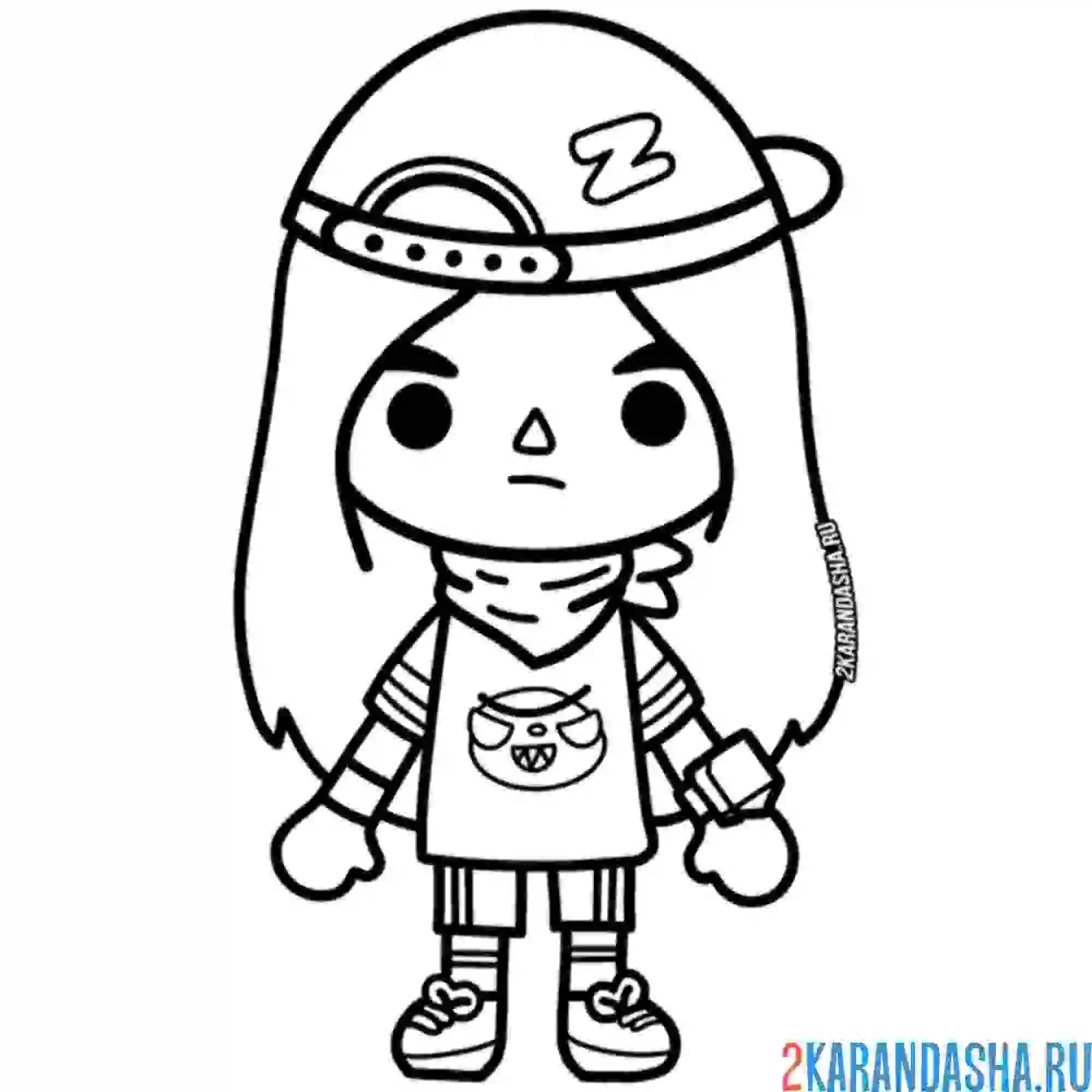 Раскраска тока бока девочка в кепке
