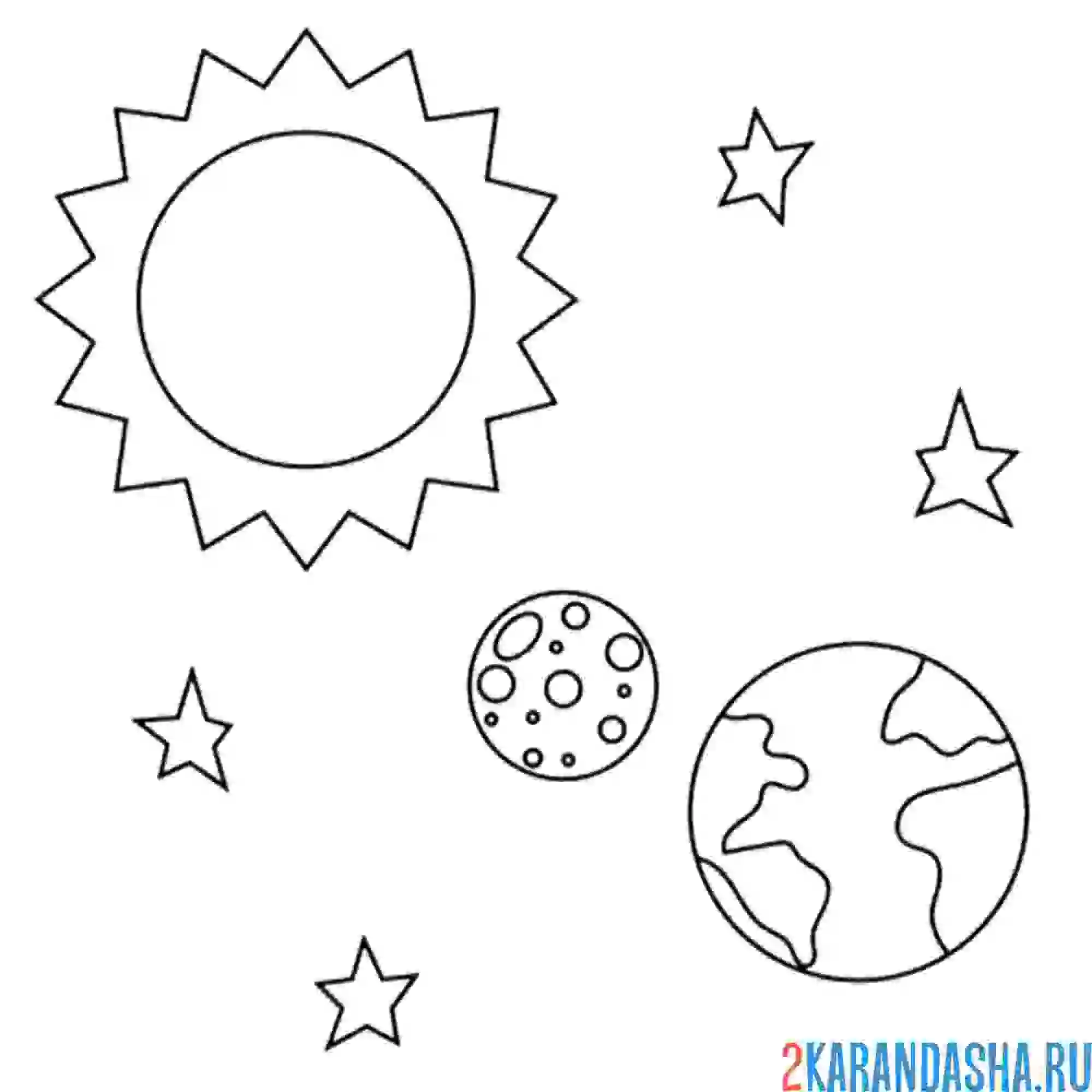 Раскраска планета земля и солнце