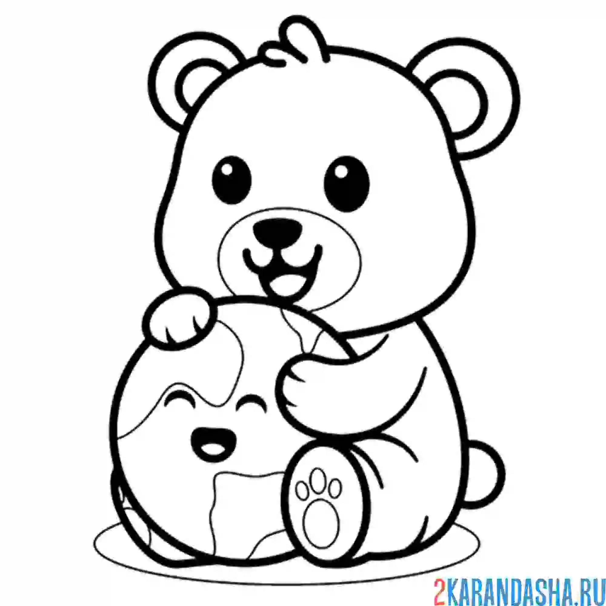 Раскраска мишка держит землю