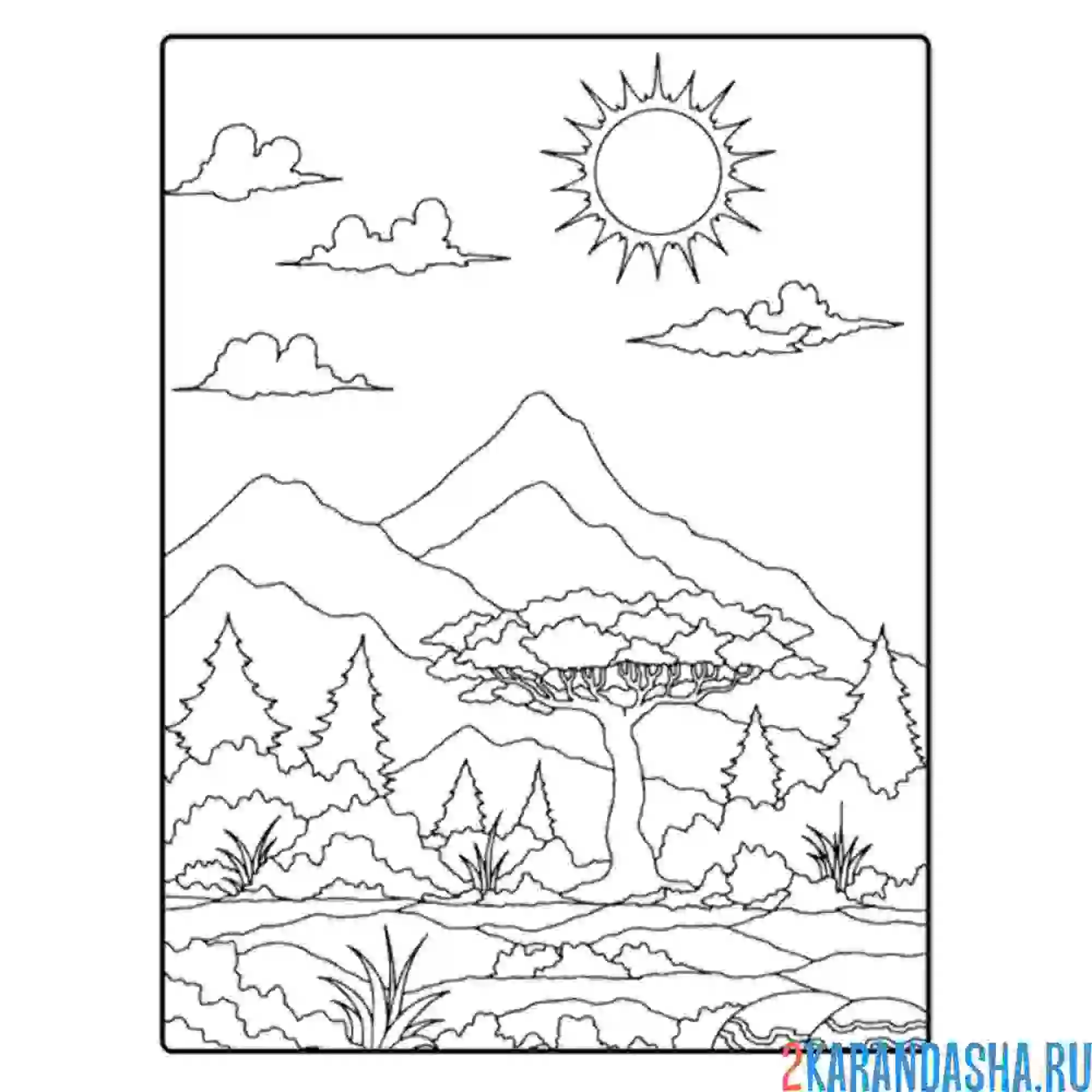 Раскраска горный массив