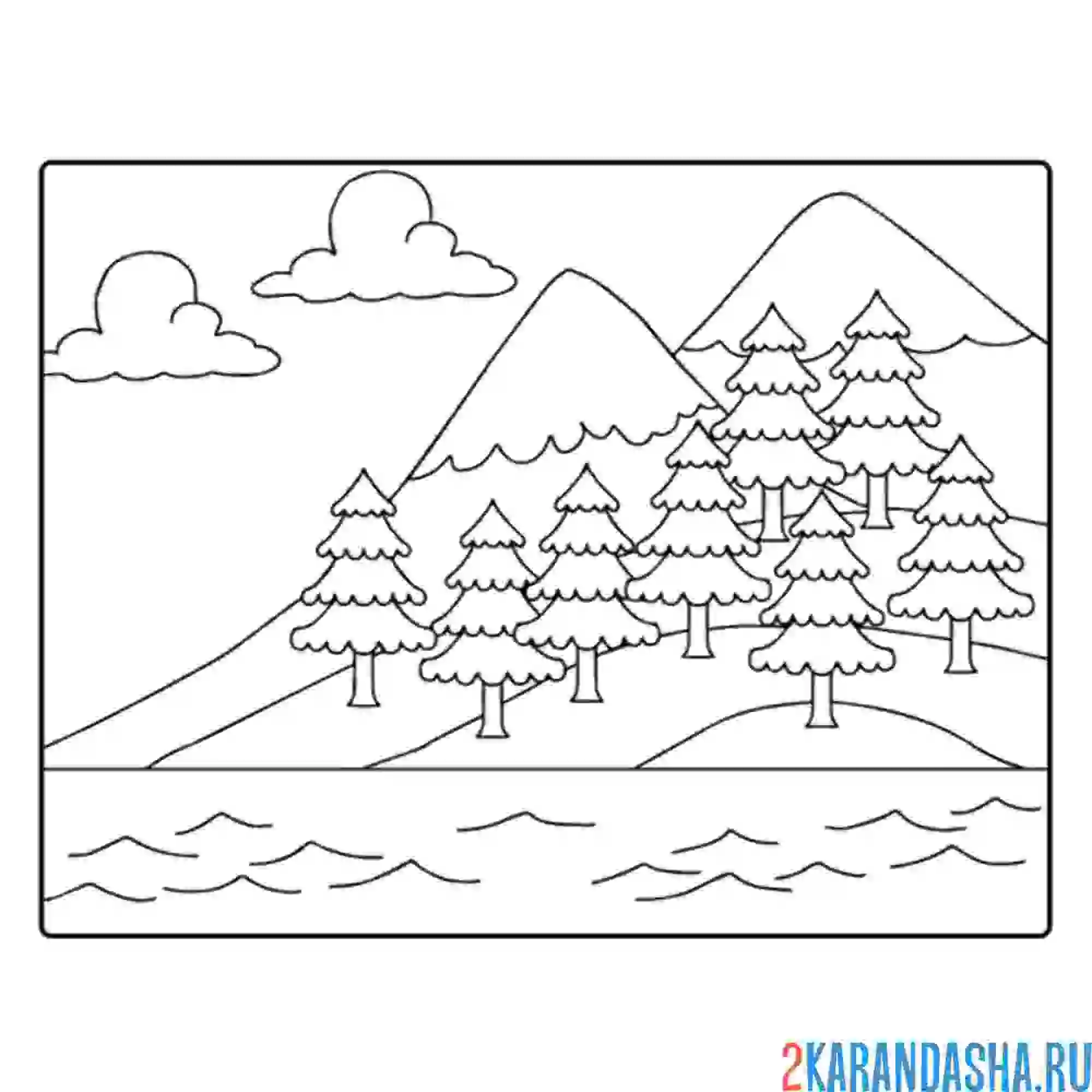 Раскраска елки в лесу