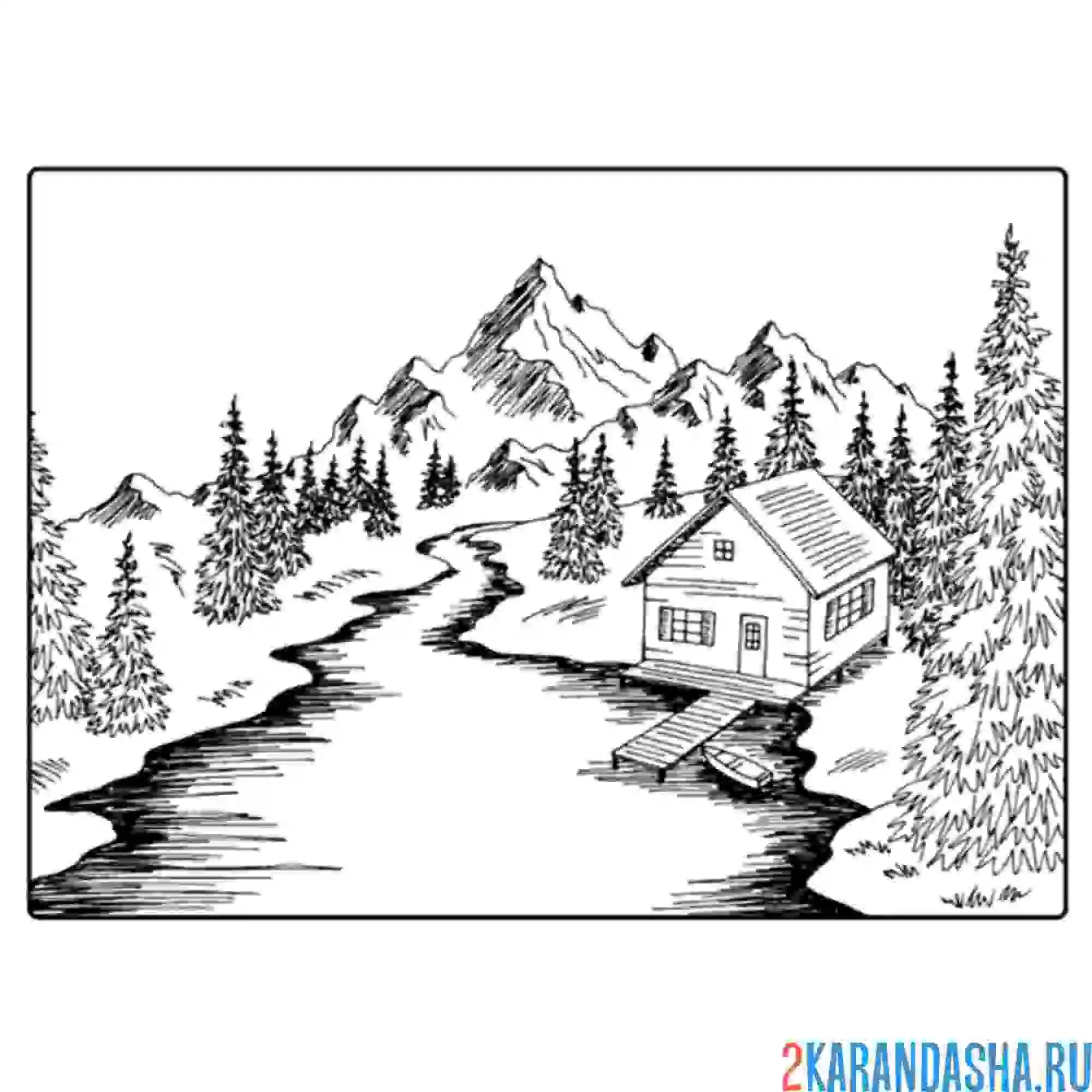 Раскраска дом в горном массиве