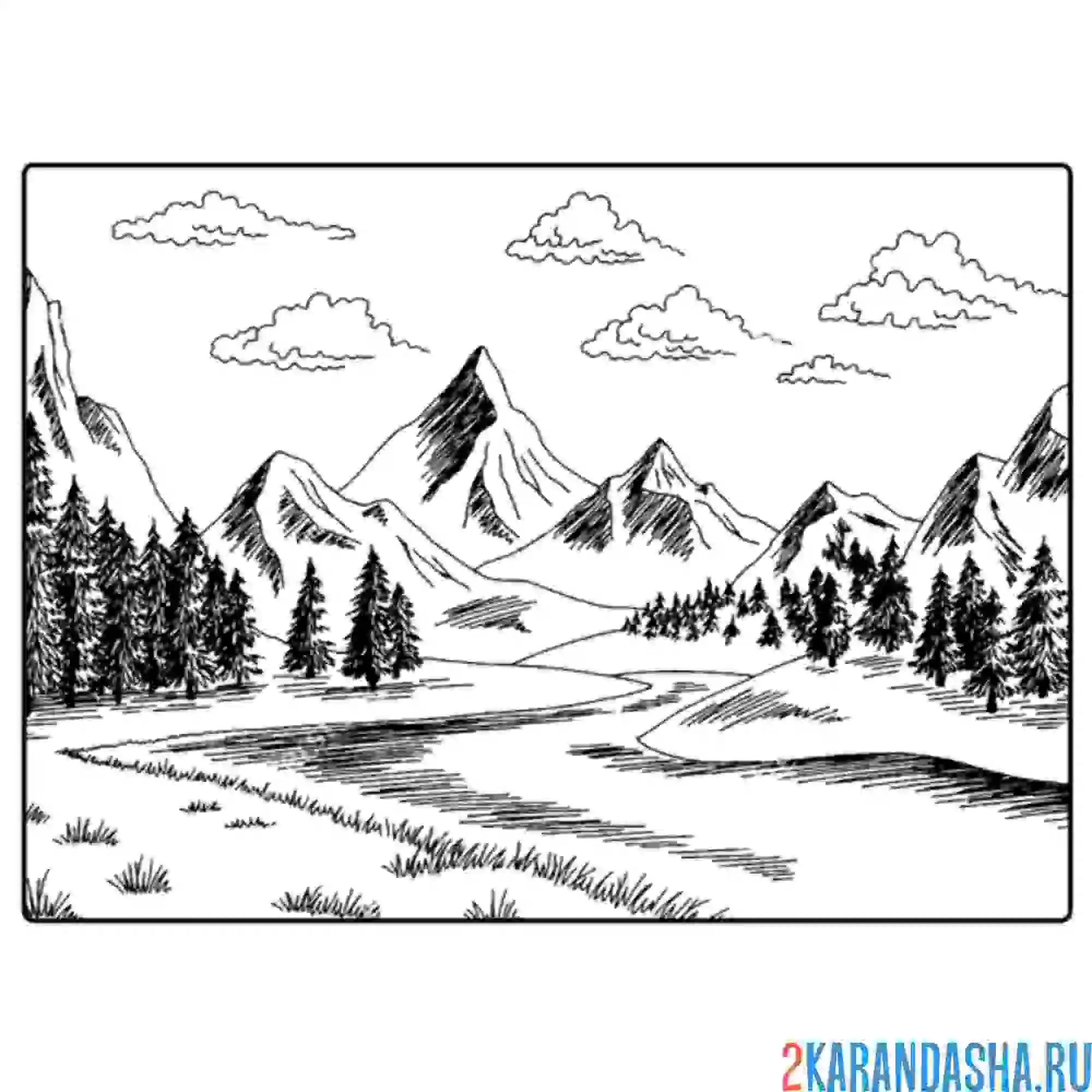 Раскраска горный хребет