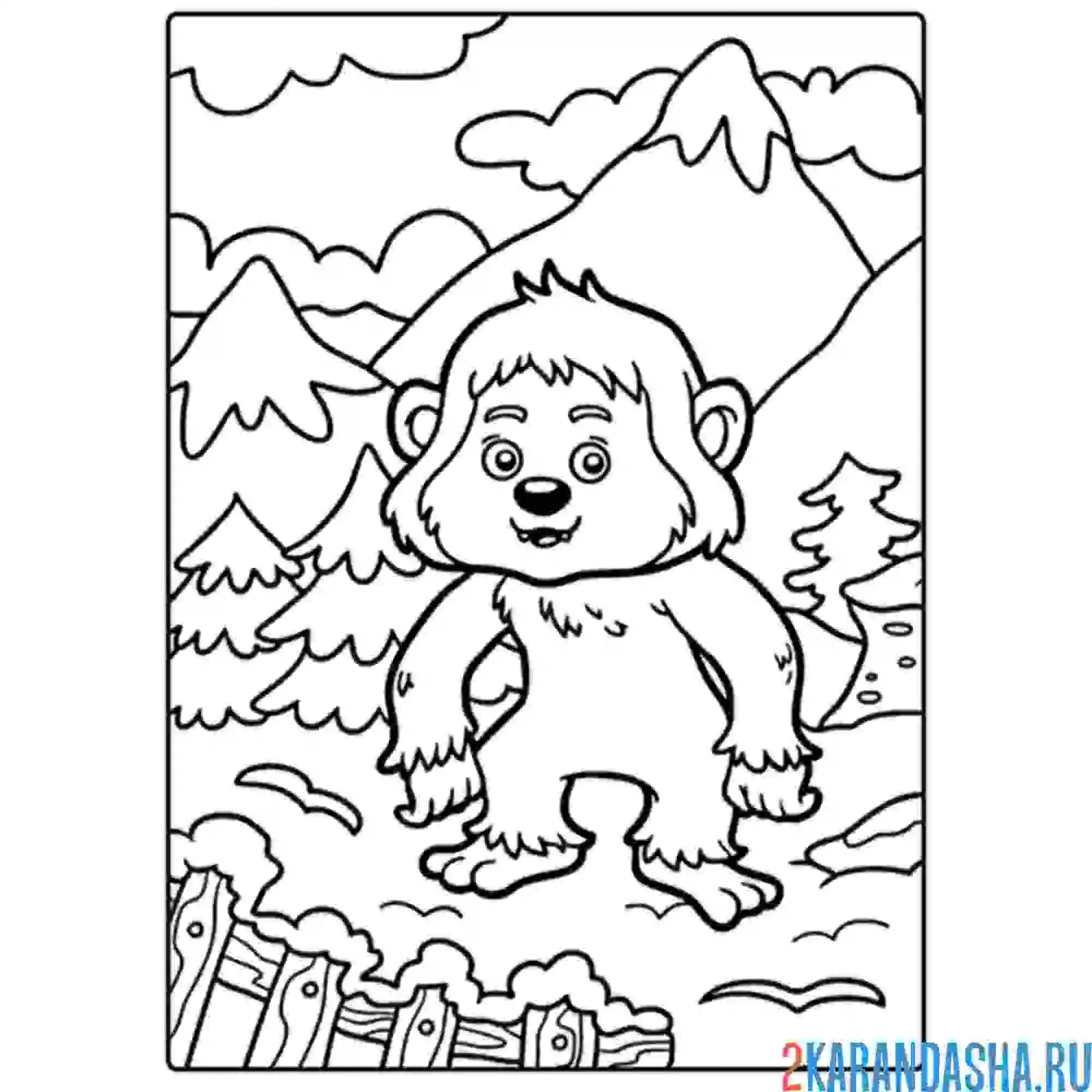 Раскраска йети в гоарх