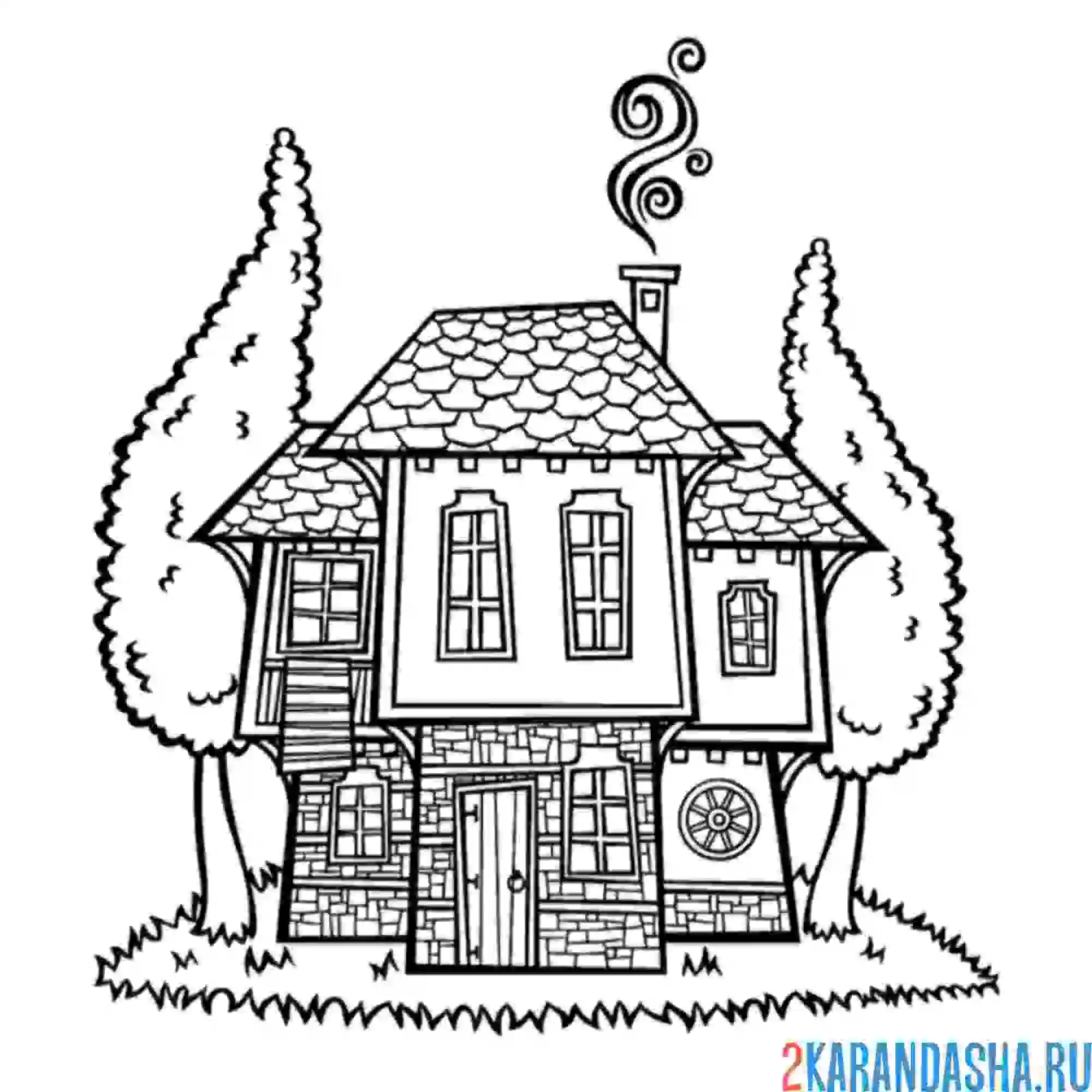 Раскраска старый дом