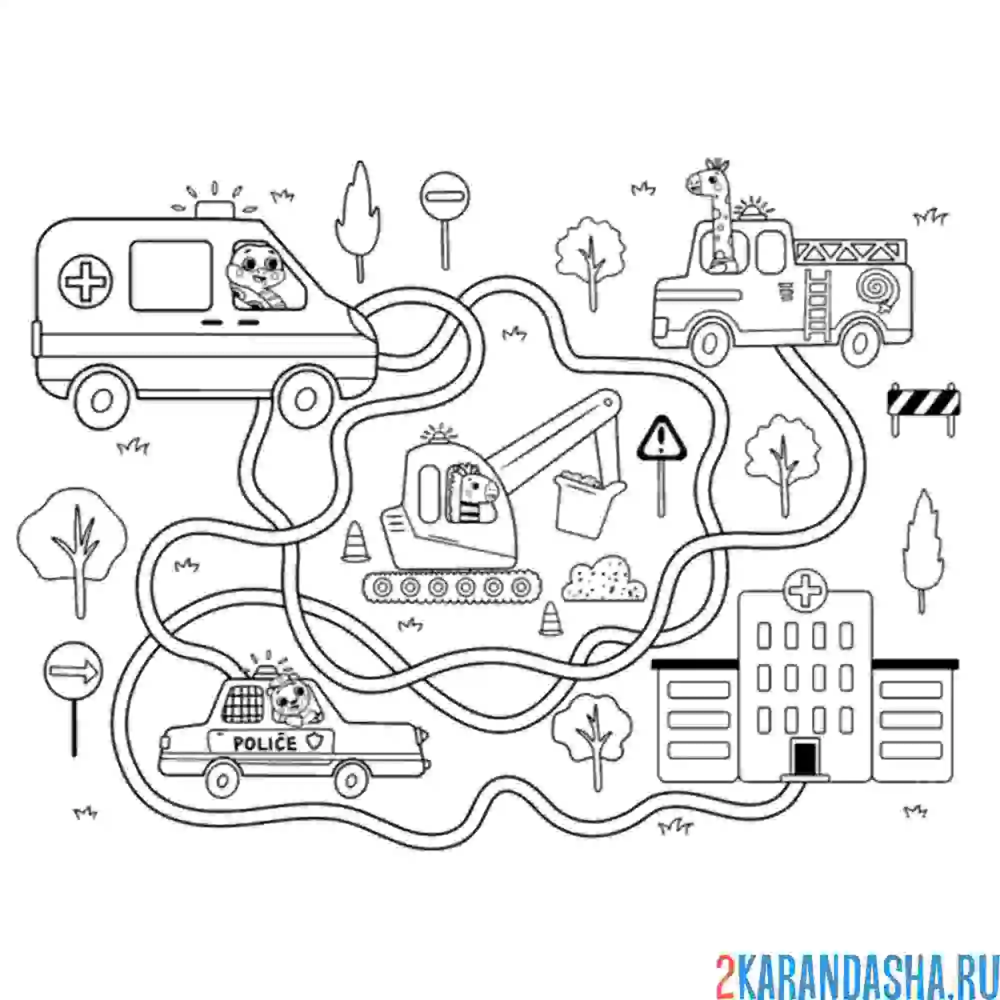Раскраска лабиринт в городе
