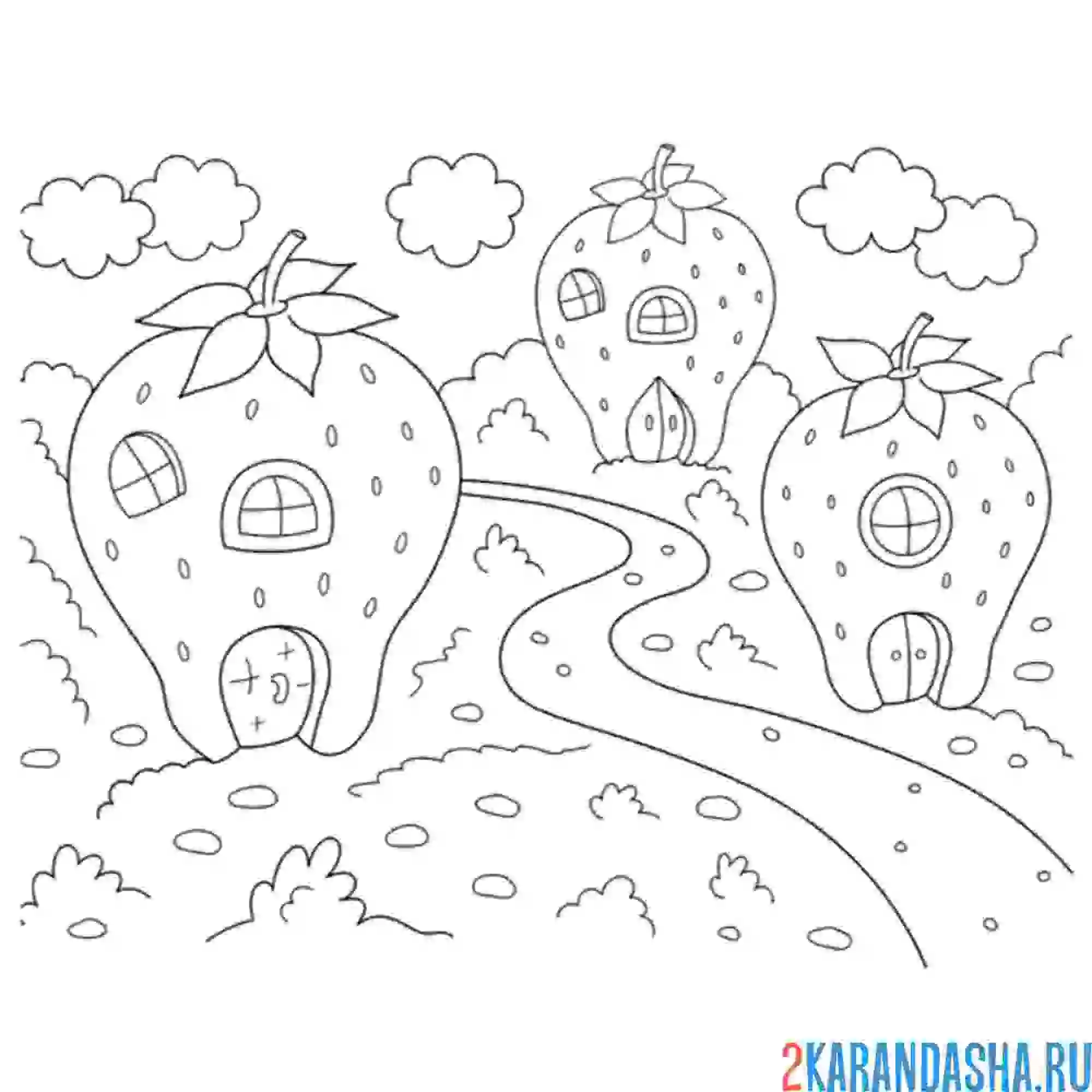 Раскраска город земляника