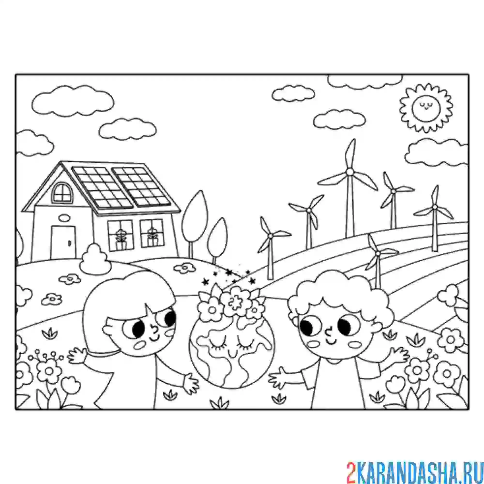 Раскраска эко-город