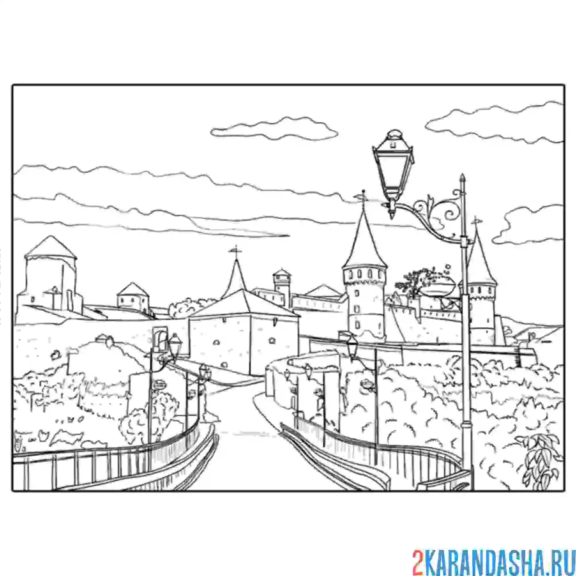 Раскраска город европейский