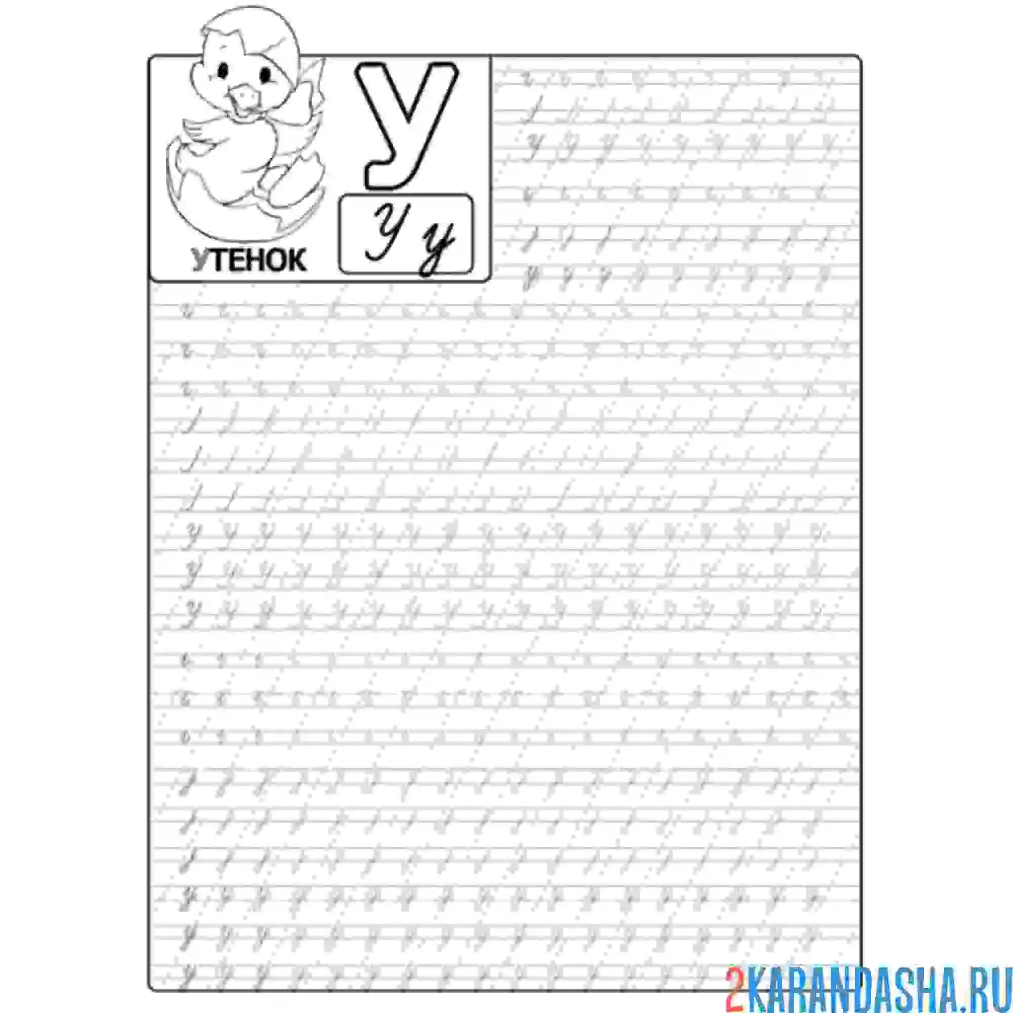 Раскраска пропись сложная буква у