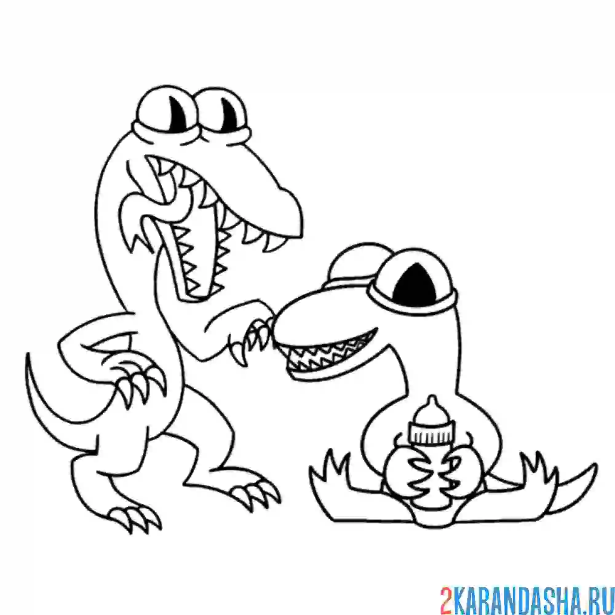 Раскраска радужные друзья малыш и взрослый оранжевый