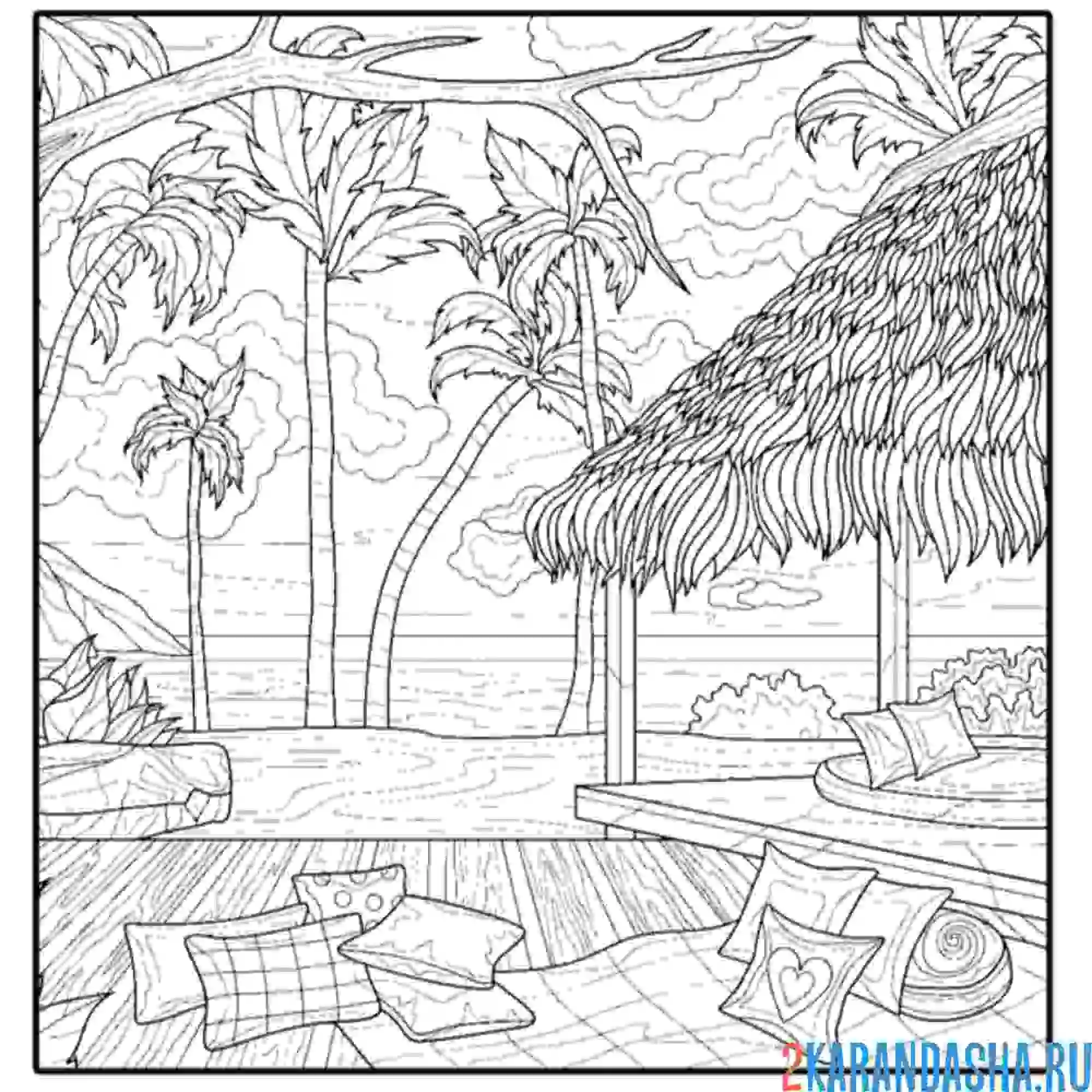 Раскраска морской пейзаж