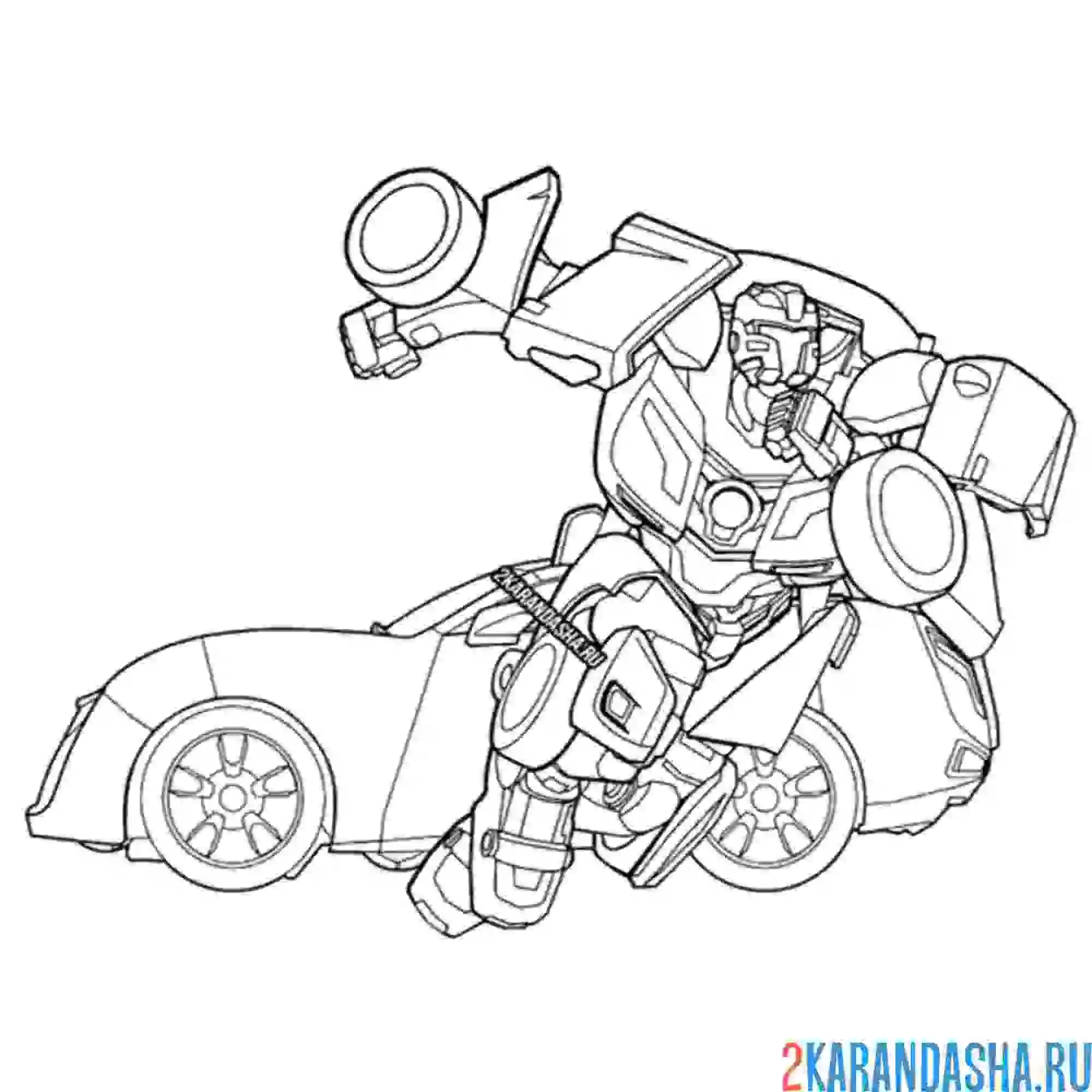 Раскраска evolutinon y тобот и автомобиль