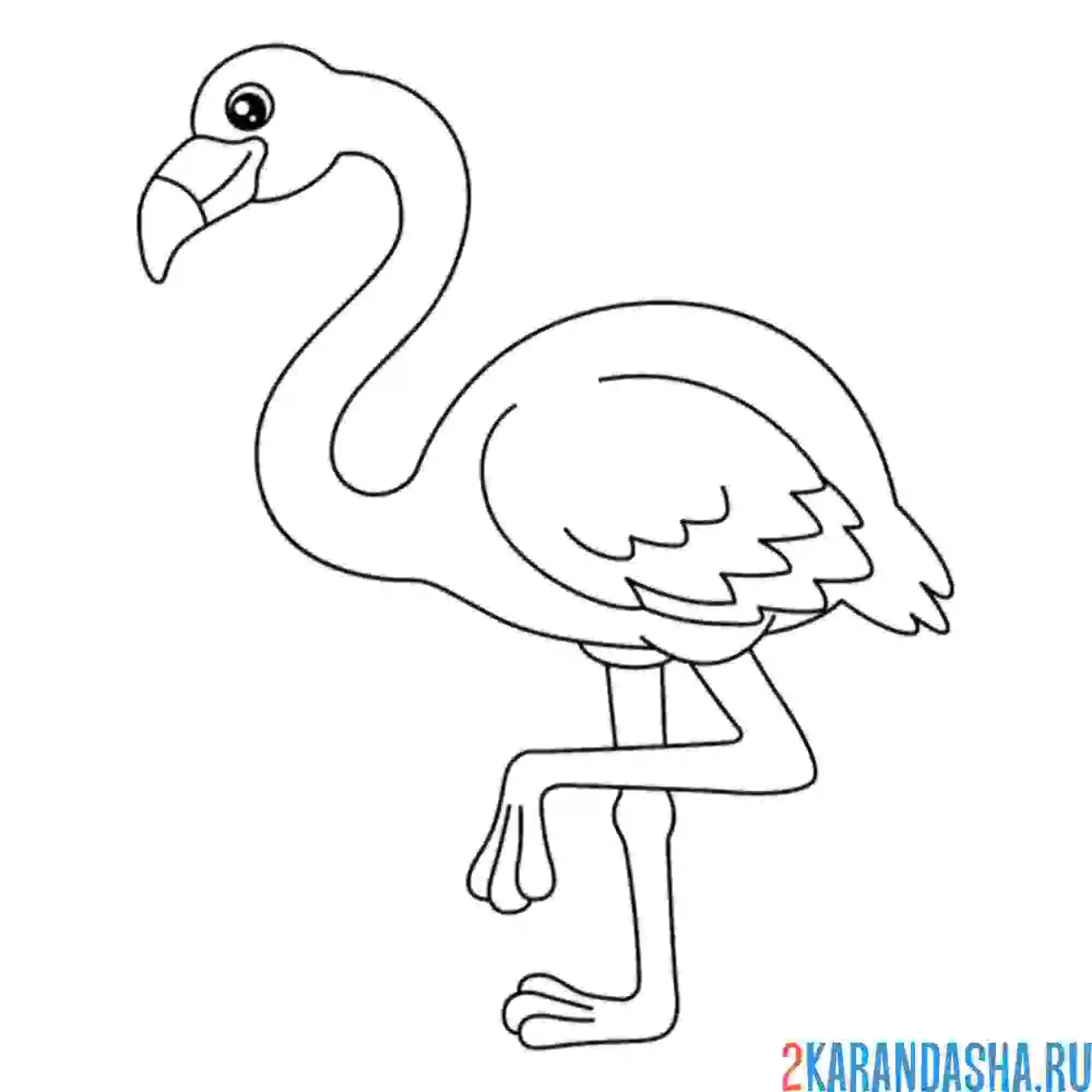 Раскраска симпатичный фламинго