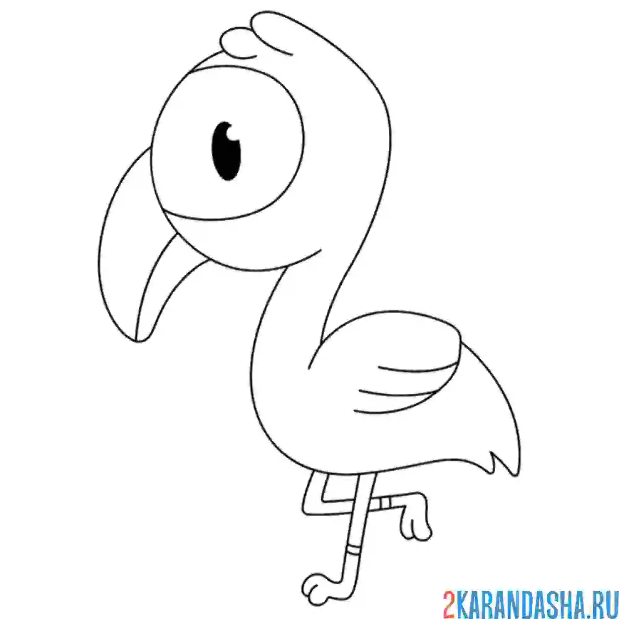 Раскраска большеголовый фламинго