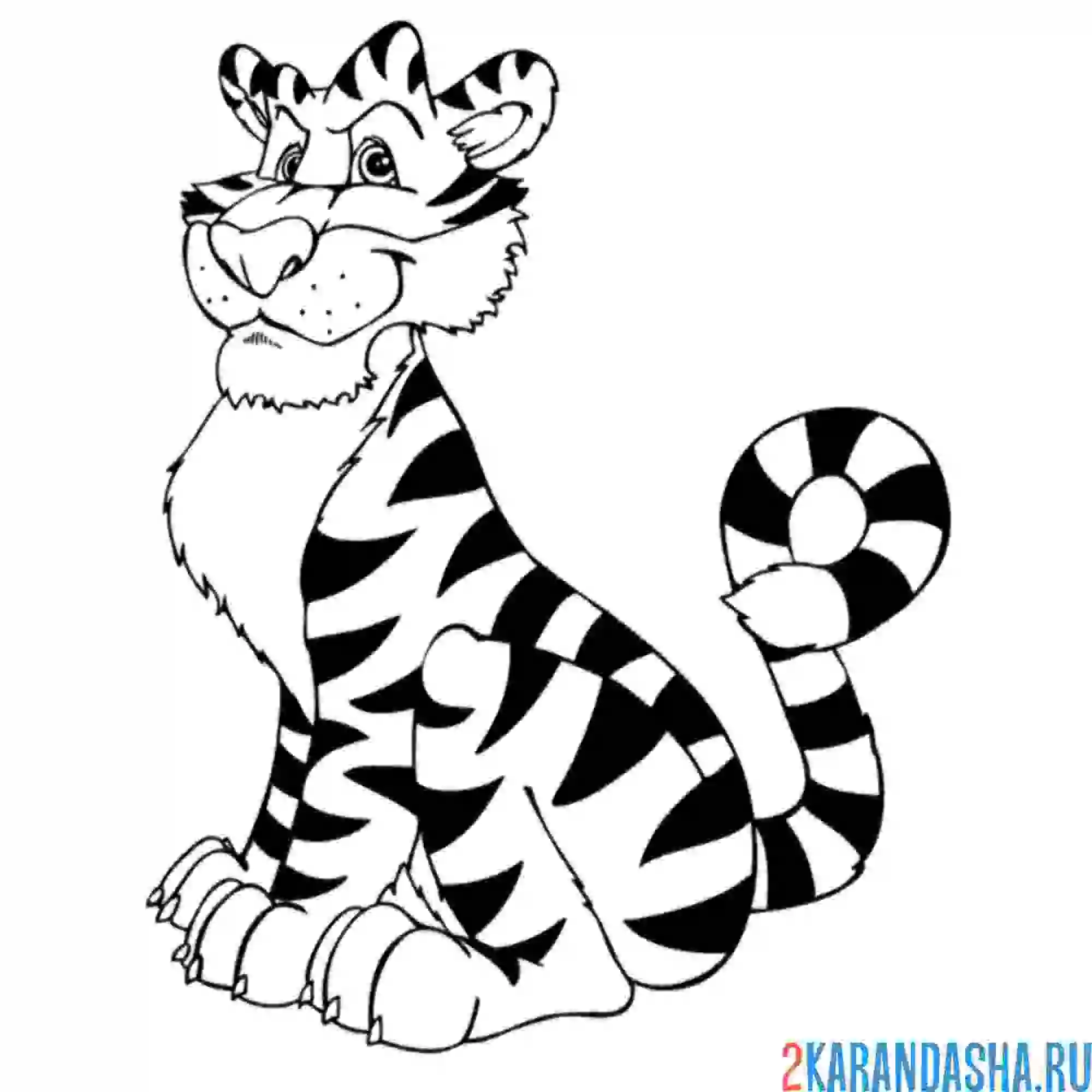 Раскраска взрослый тигр