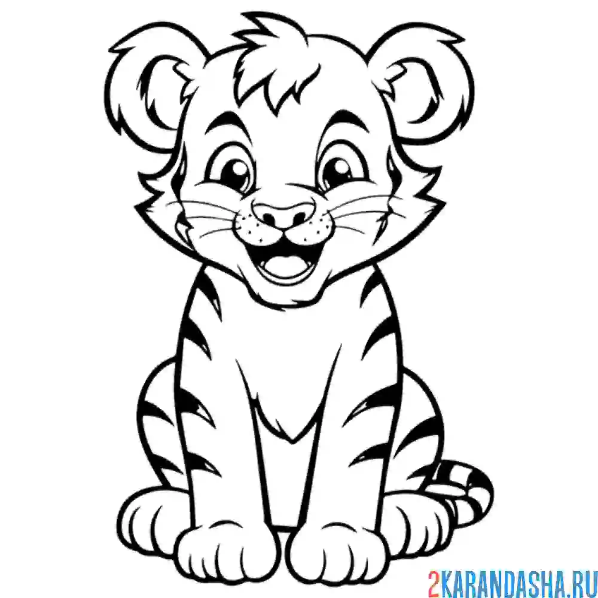 Раскраска пушистый тигр