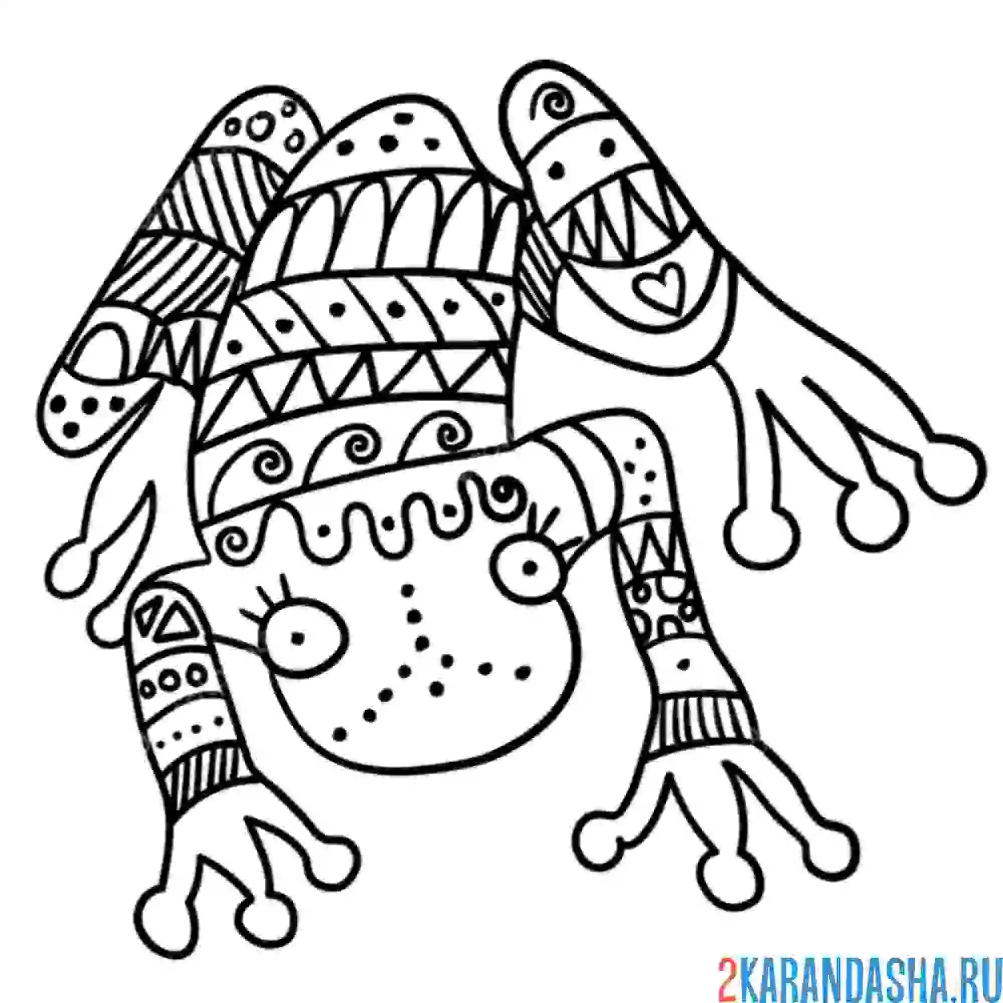 Раскраска лягушка-арт антистресс