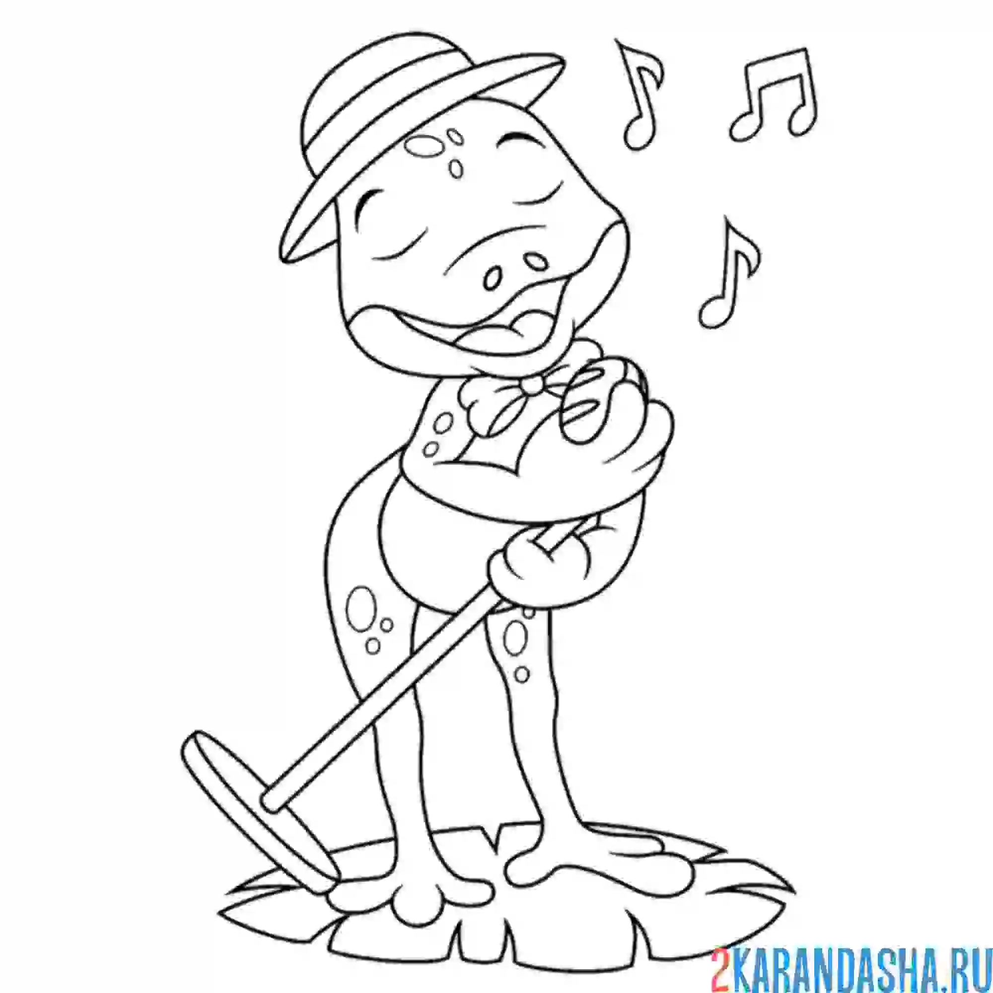 Раскраска лягушка в шляпе