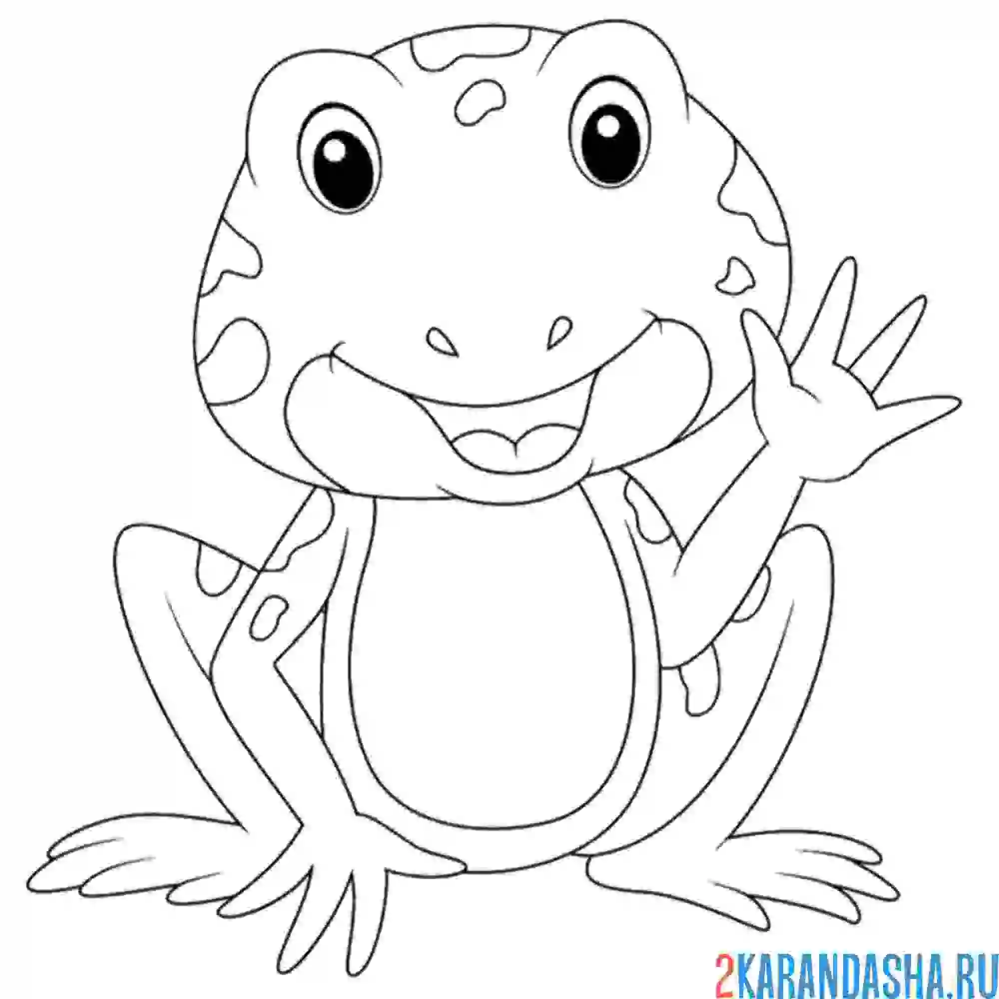 Раскраска лягушка машет