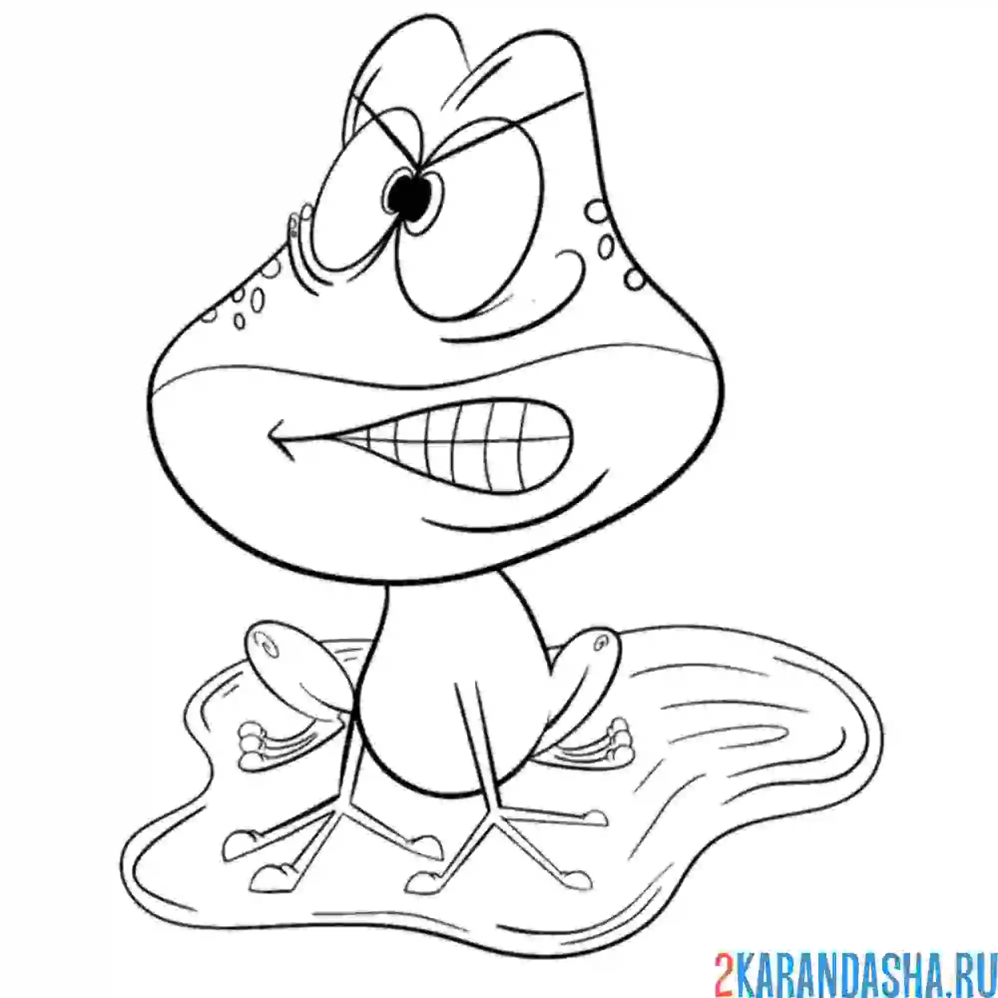 Раскраска злая лягушка